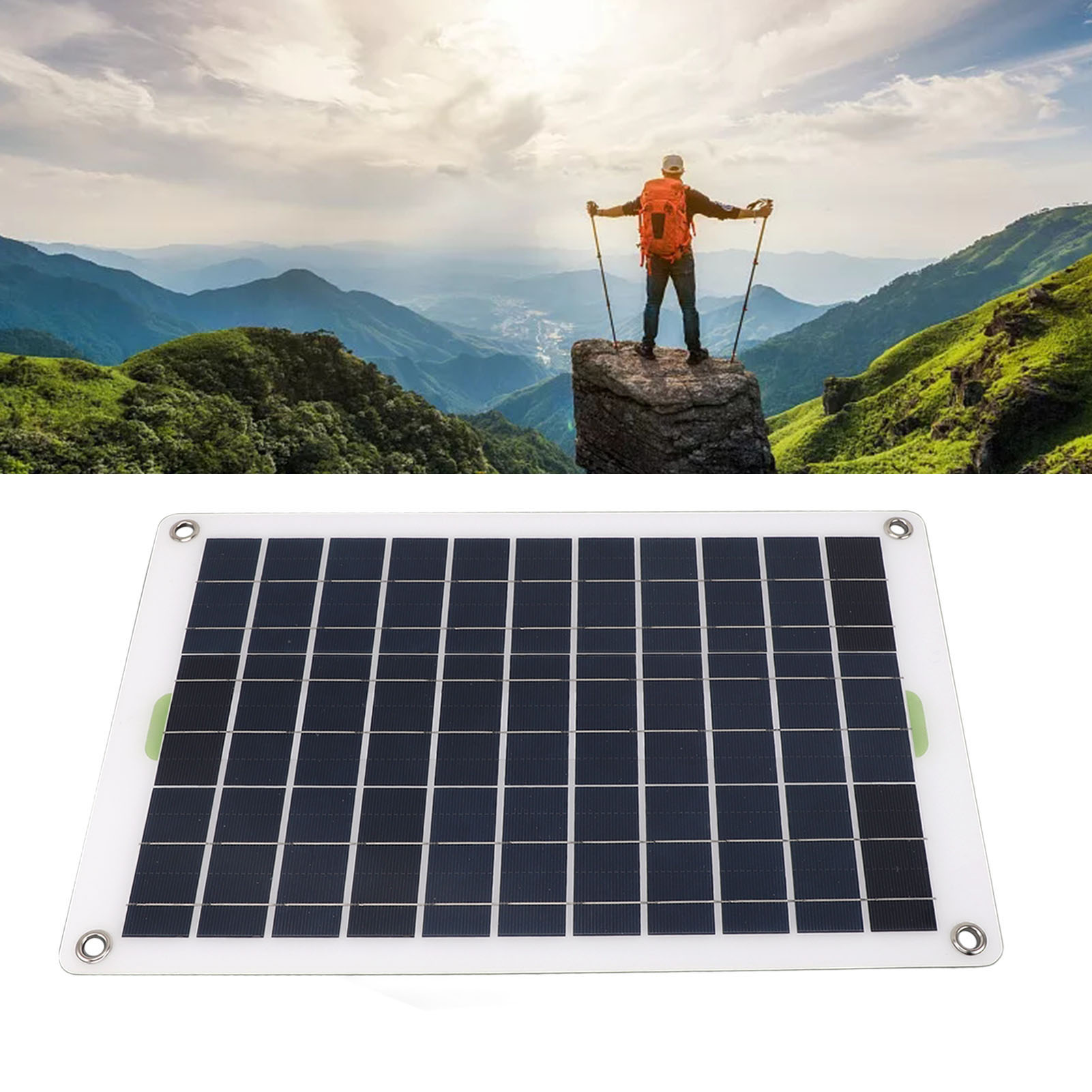 20-watt-solarpanel Für Den Außenbereich, Solar-autolüfter, Solarstromerzeugungspanel Für Mobiltelefone Mit Zigarettenanzünder Und Plus-/minus-klemmen.