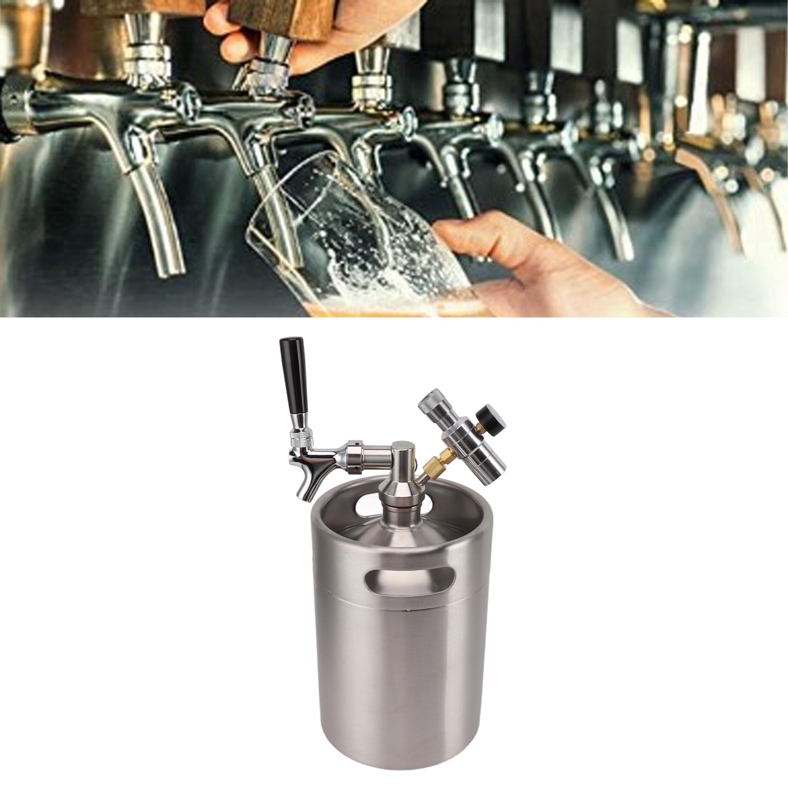 Mini-edelstahlfass 150 Psi / Kaffeefass / 5-liter-bierzapfanlage Mit Automatischem Zapfhahn / Edelstahl-pfeife