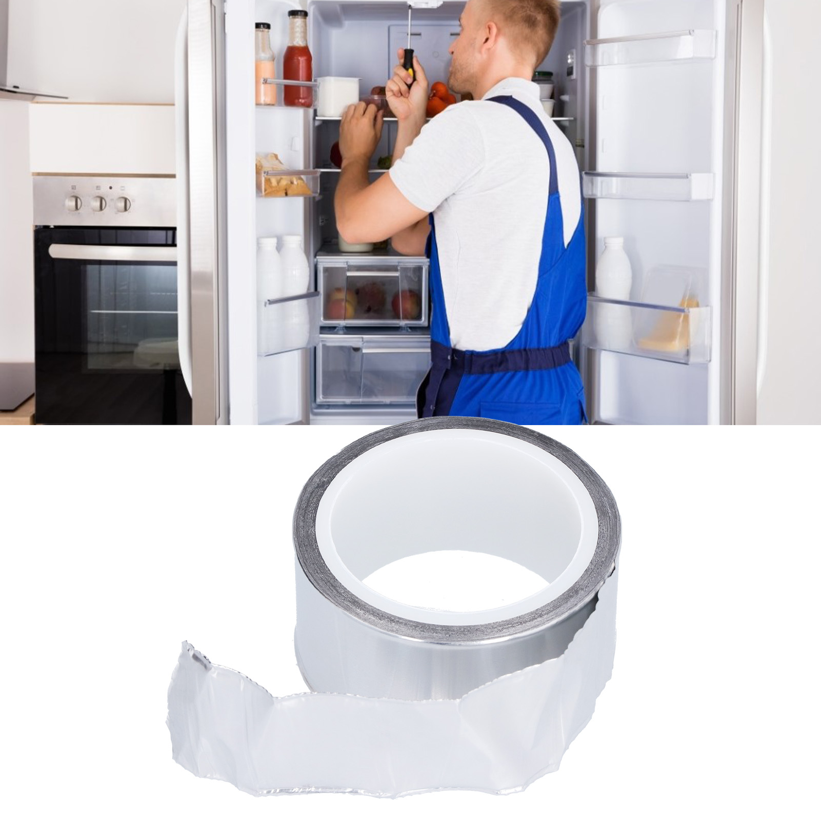48 Mm X 5 M Aluminiumfolienklebeband, Wasserdicht, Flammhemmend, Korrosionsbeständig Und Hochtemperaturbeständig, Zum Abdichten Von Kühlschrankleitungen.