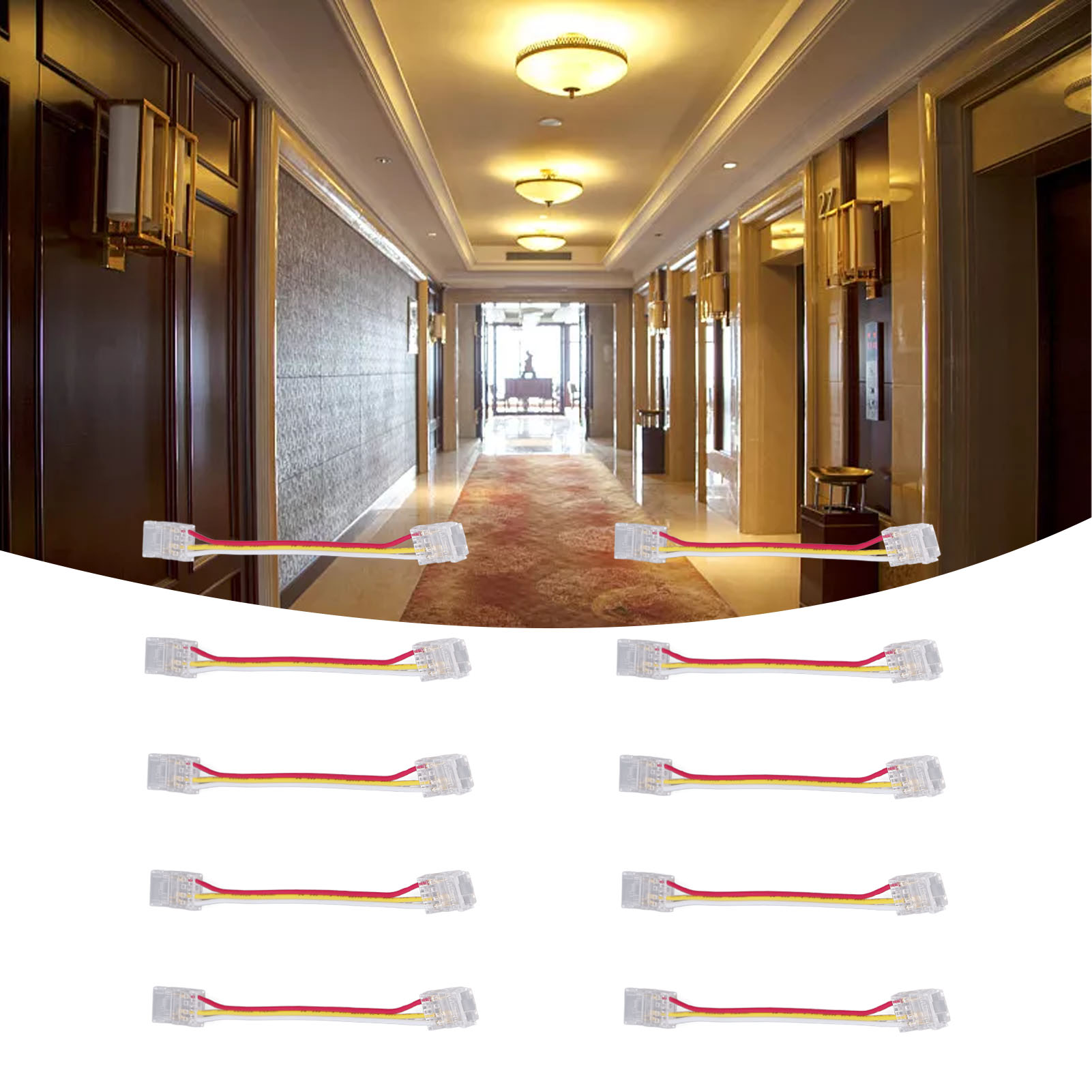 Anschluss Für 3-poligen Cob-led-streifen, 10-mm-funkclip, Mit Kabel, Lötfreiem Adapter Und Verlängerung Zum Anschluss Des Led-streifens.