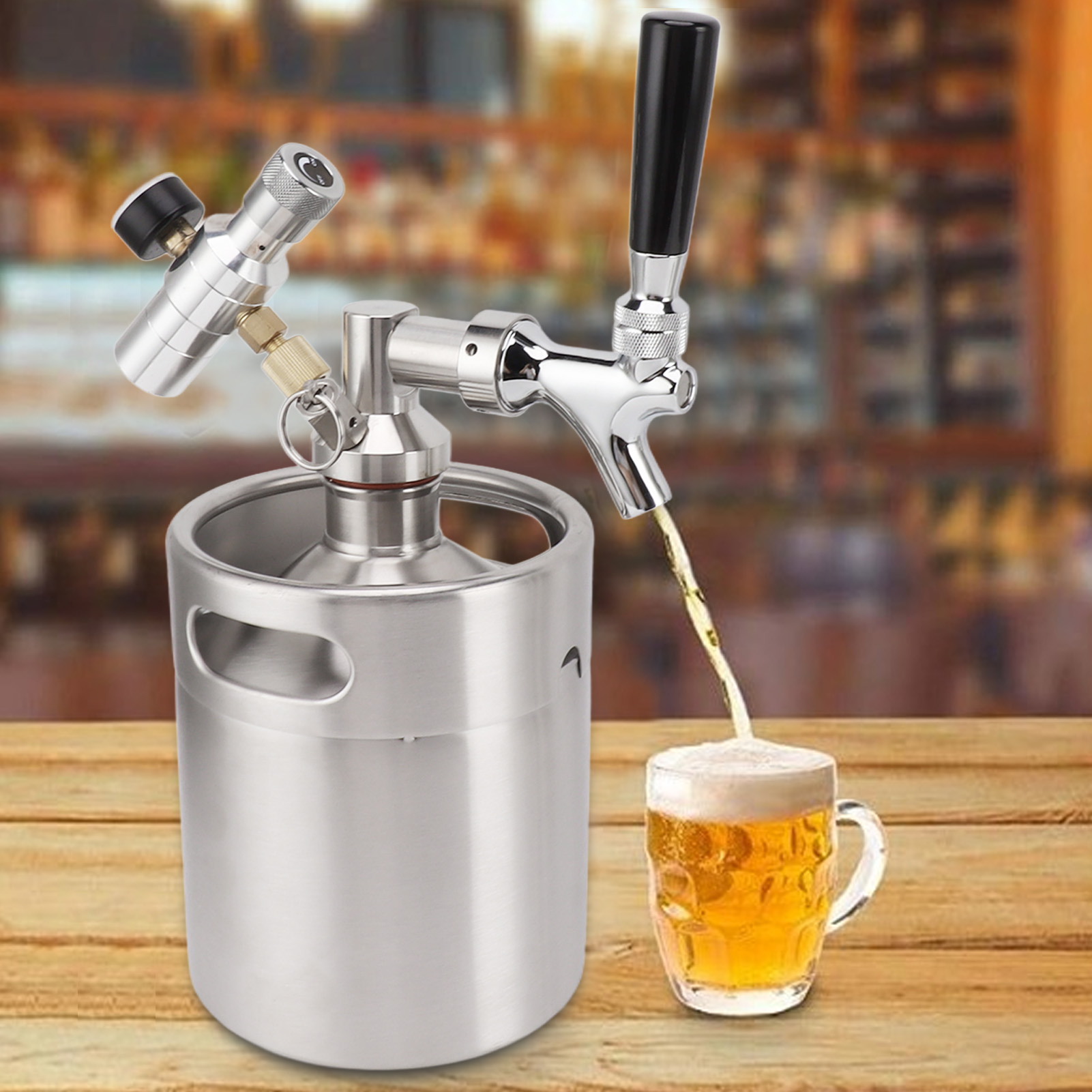 2-liter-mini-fass Aus Edelstahl/kaffeefass/bierbehälter Mit 150-psi-tablette, Automatischem Spender Und Sprühpistole
