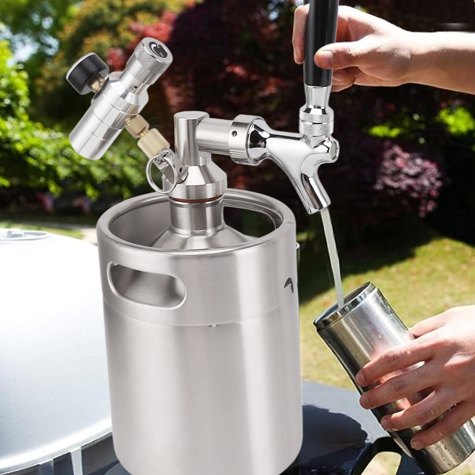 Mini-edelstahlfass 60 Psi / Kaffeefass / Automatischer Bierzapfer 5 L / Edelstahl-zapfhahn