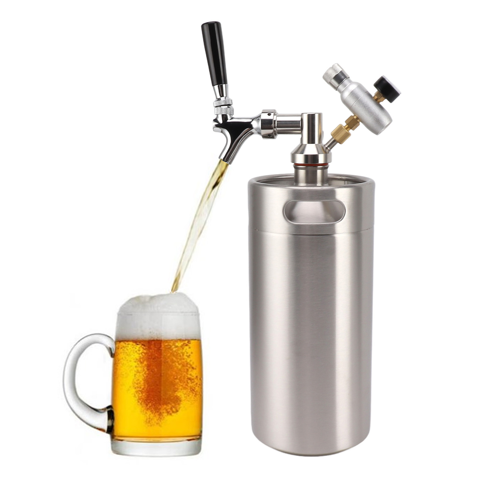 Mini-fass/kaffeefass Aus Grünem Edelstahl, 60 Psi, 3,6 L, Automatischer Bier-/flaschenausschank