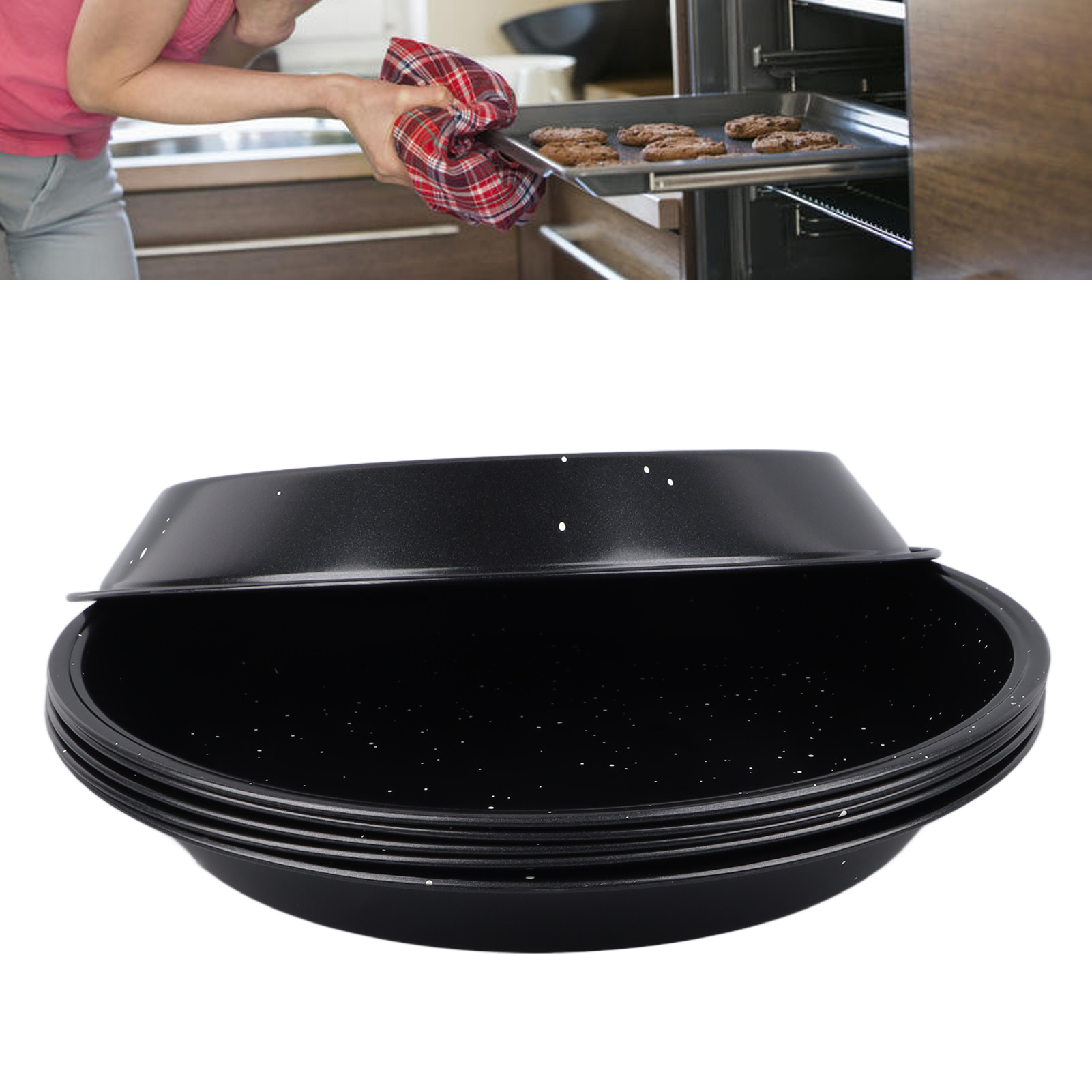 Runde Maifan-pizzapfanne Aus Steinfarbenem, Antihaftbeschichtetem Kohlenstoffstahl, Kuchen- Und Toastform, Backofen-backutensil