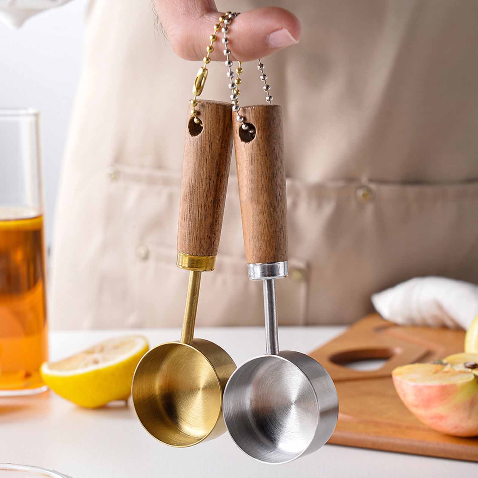 Miniatur-messbecher Aus Holz Mit Griff (14 Ml), Ideal Zum Abmessen Von Gewürzen.