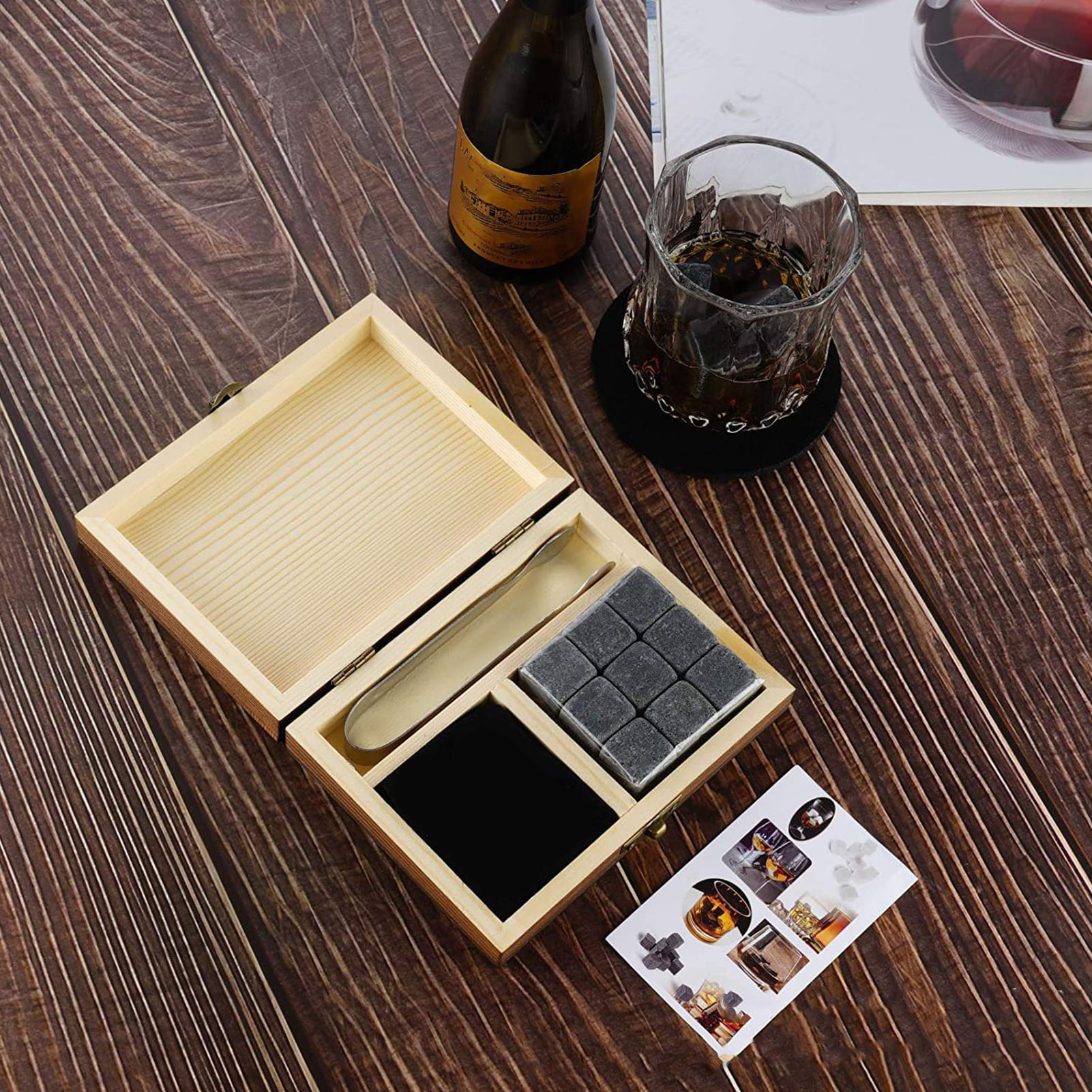 Whisky-steine, Schnell Gefrierende Eissteine, Wiederverwendbar, Ideal Zum Verschenken, Verpackt In Einer Holzbox.