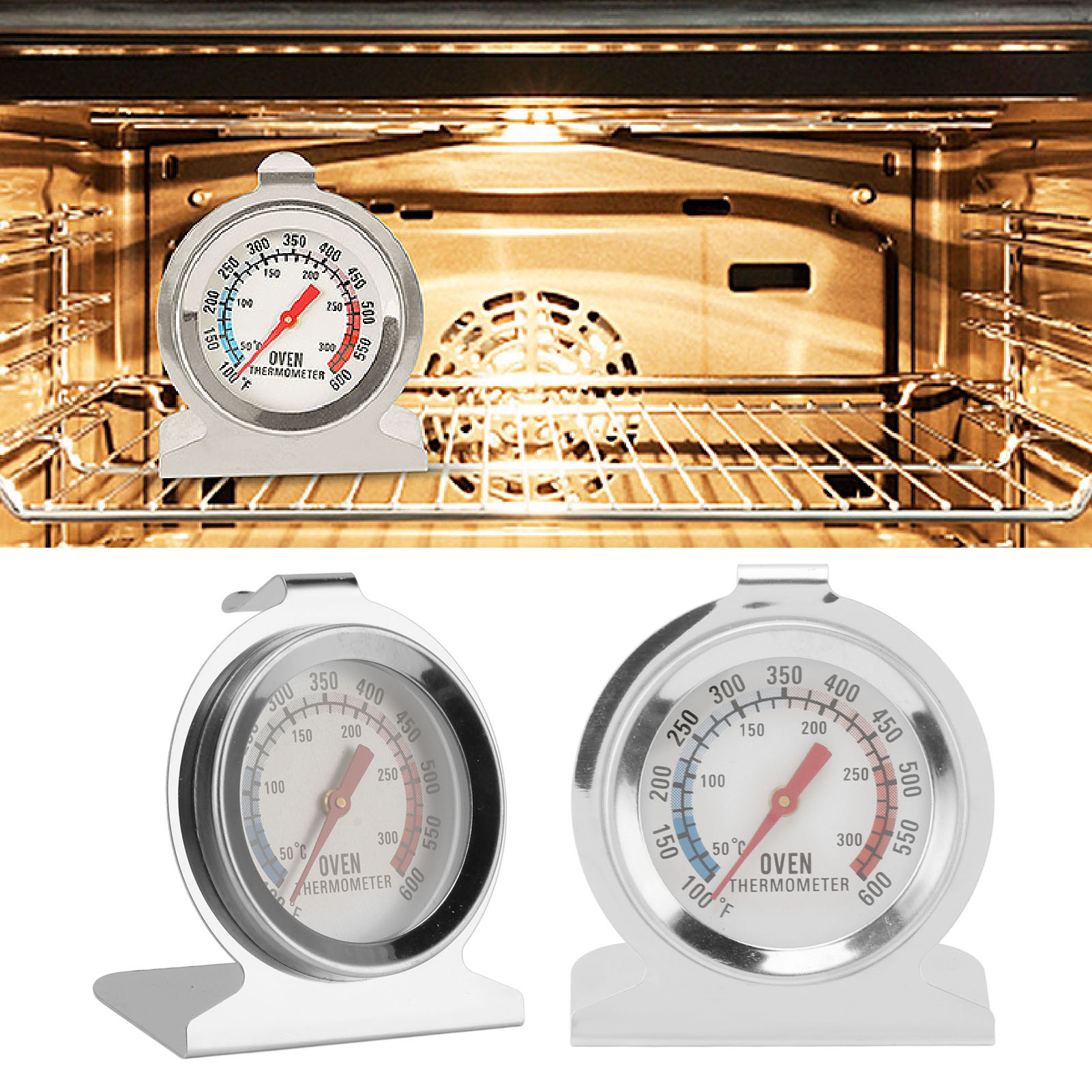 Fleischthermometer Mit 52 Mm Durchmesser Für Backofen/grill, Hochtemperaturbeständiges Edelstahlthermometer, Backofen-/kühlschrankthermometer.