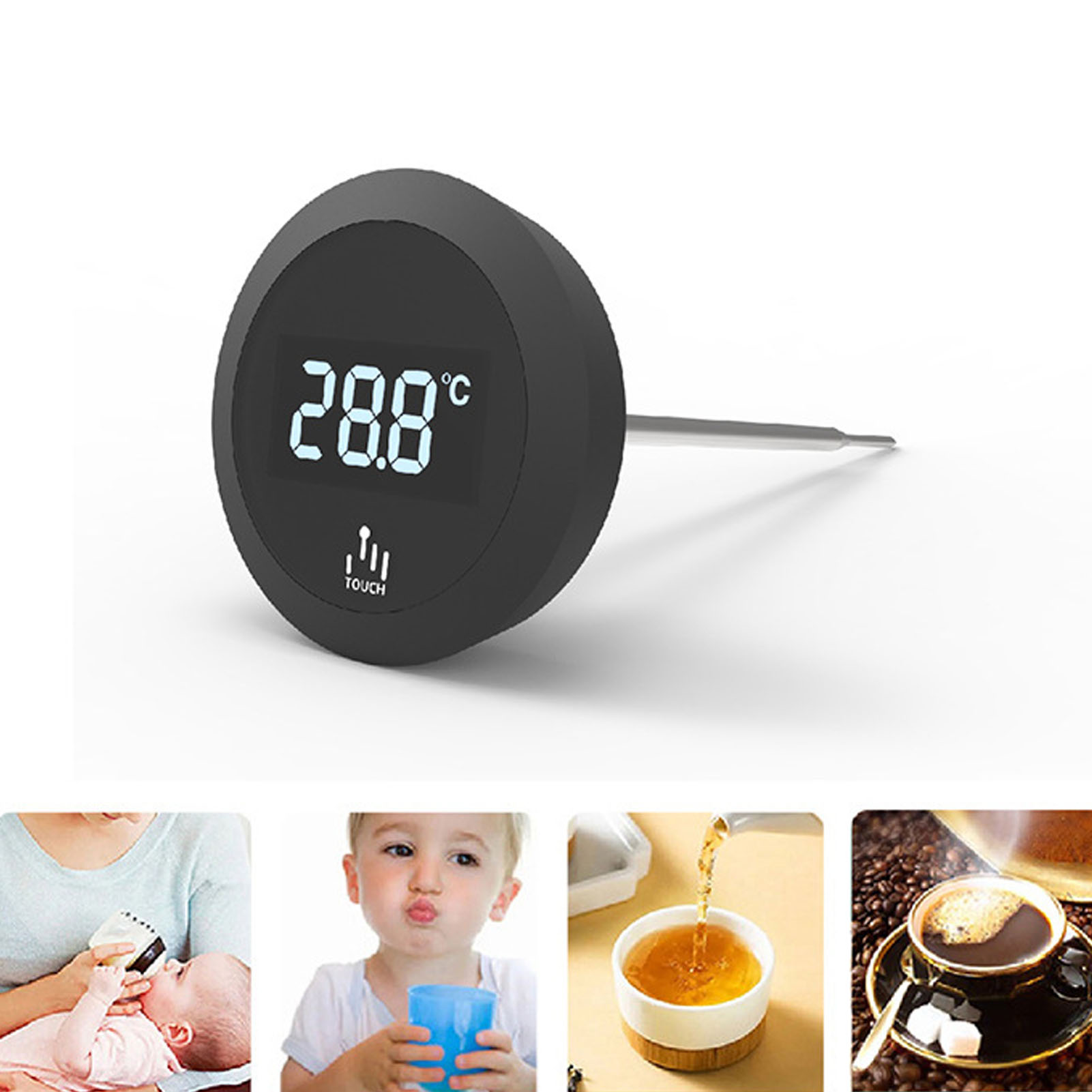 Digitales Touchscreen-thermometer Für Kaffee-, Milch- Und Wasserkocher Staub- Und Wasserbeständig (ip65) Energiesparend Dank Hintergrundbeleuchtung.