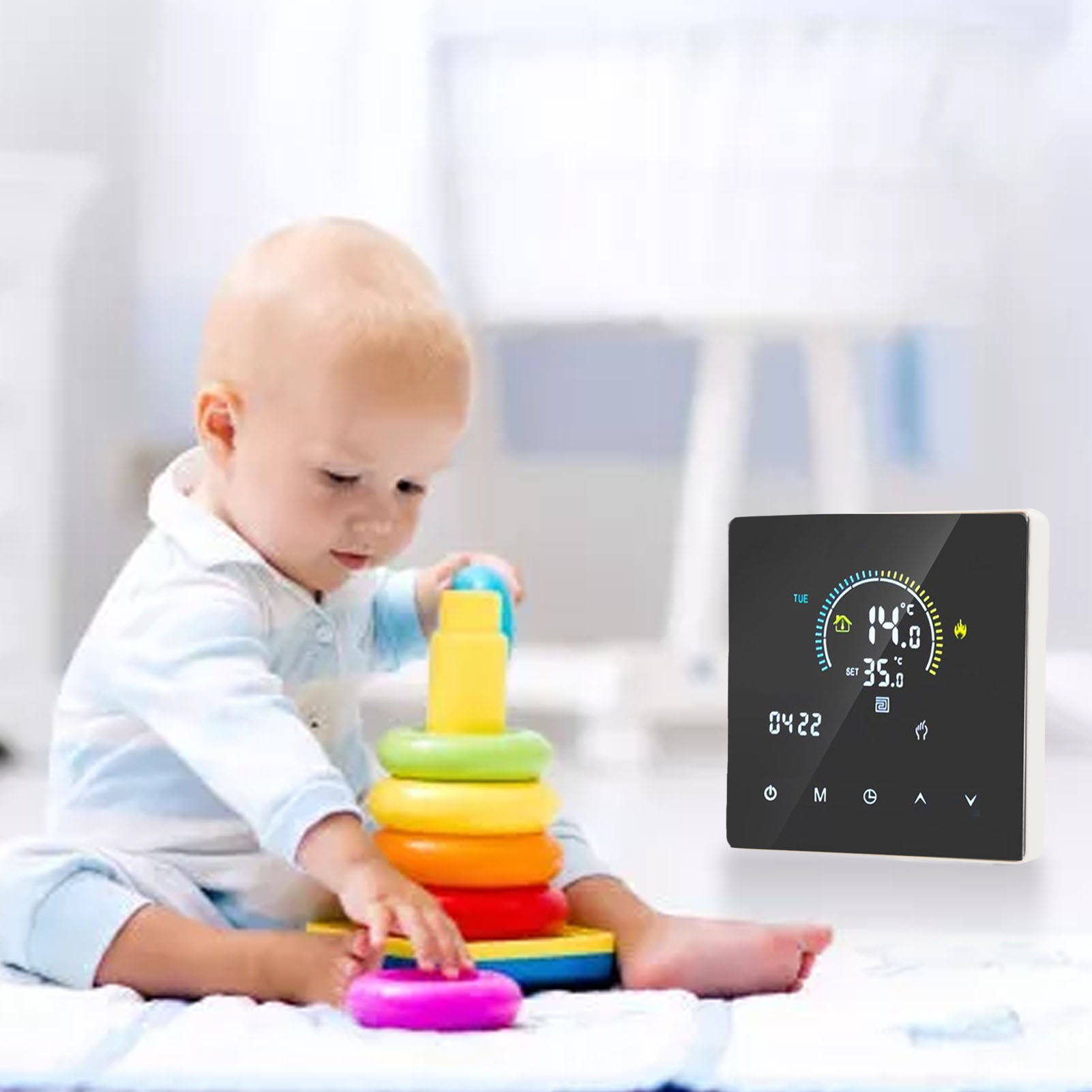 Touchscreen-thermostat, Wlan-thermostat Für Elektrische Und Wasserbasierte Fußbodenheizung Mit Programmierbarem Bedienfeld, 90–240 V