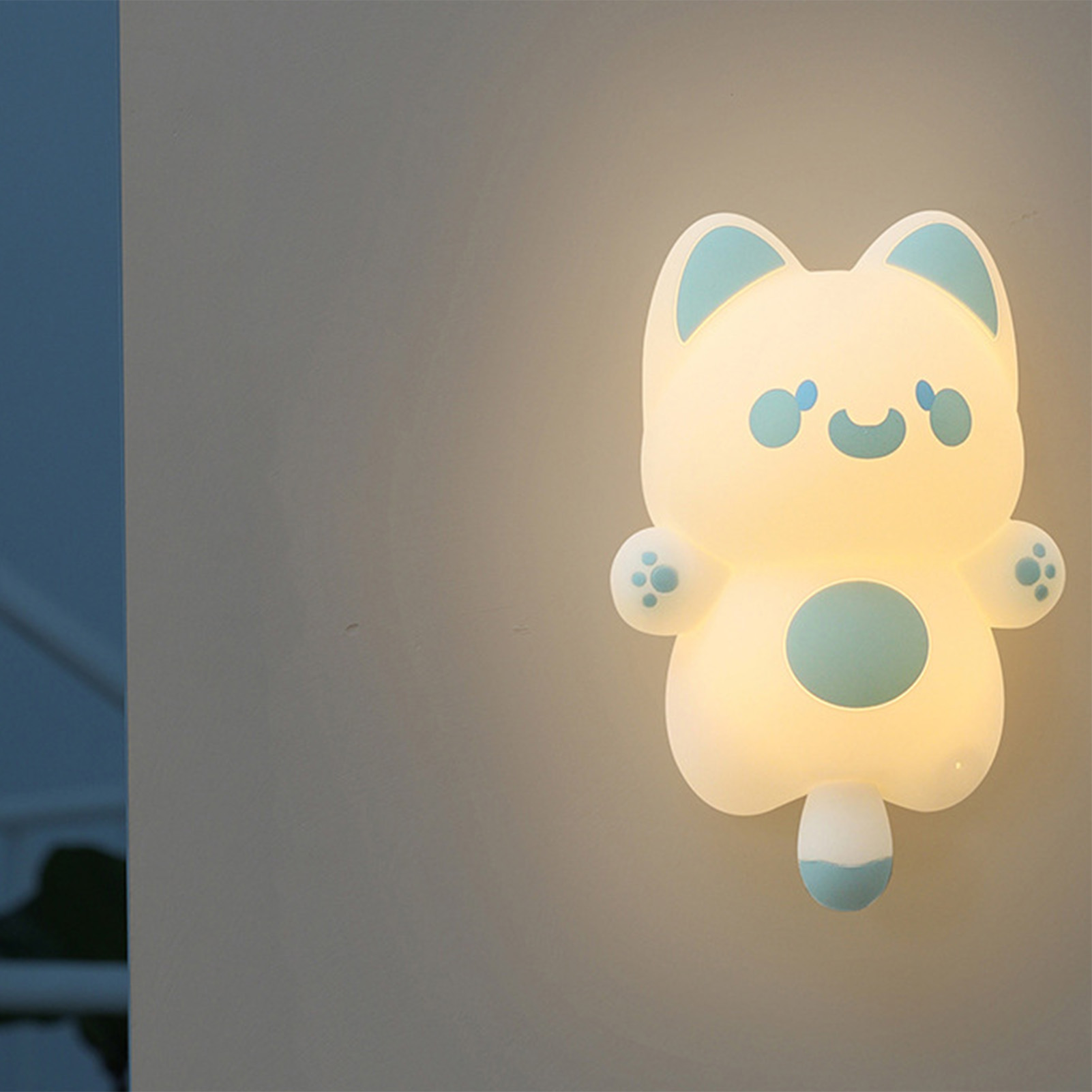 Dudu Meow Silikon-nachtlicht, Geschenk Fürs Schlafzimmer, Kreative Nachttischlampe Zum Stillen Und Für Babys, Farbiges Anti-tap-licht, Hellblau – Standardmodell