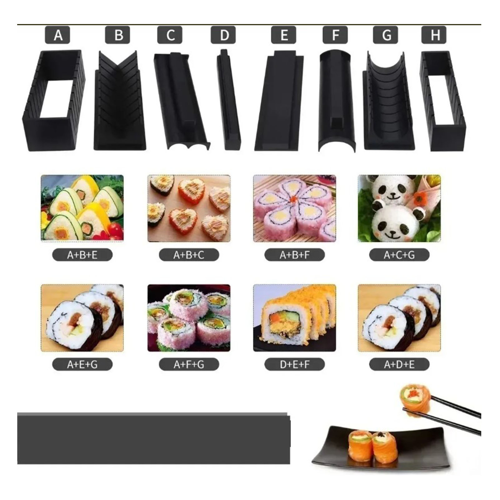 Sushi-küchenutensilien-set, Diy-werkzeugset, 11-teiliges Sushi-formen-set, Sushi-maschine