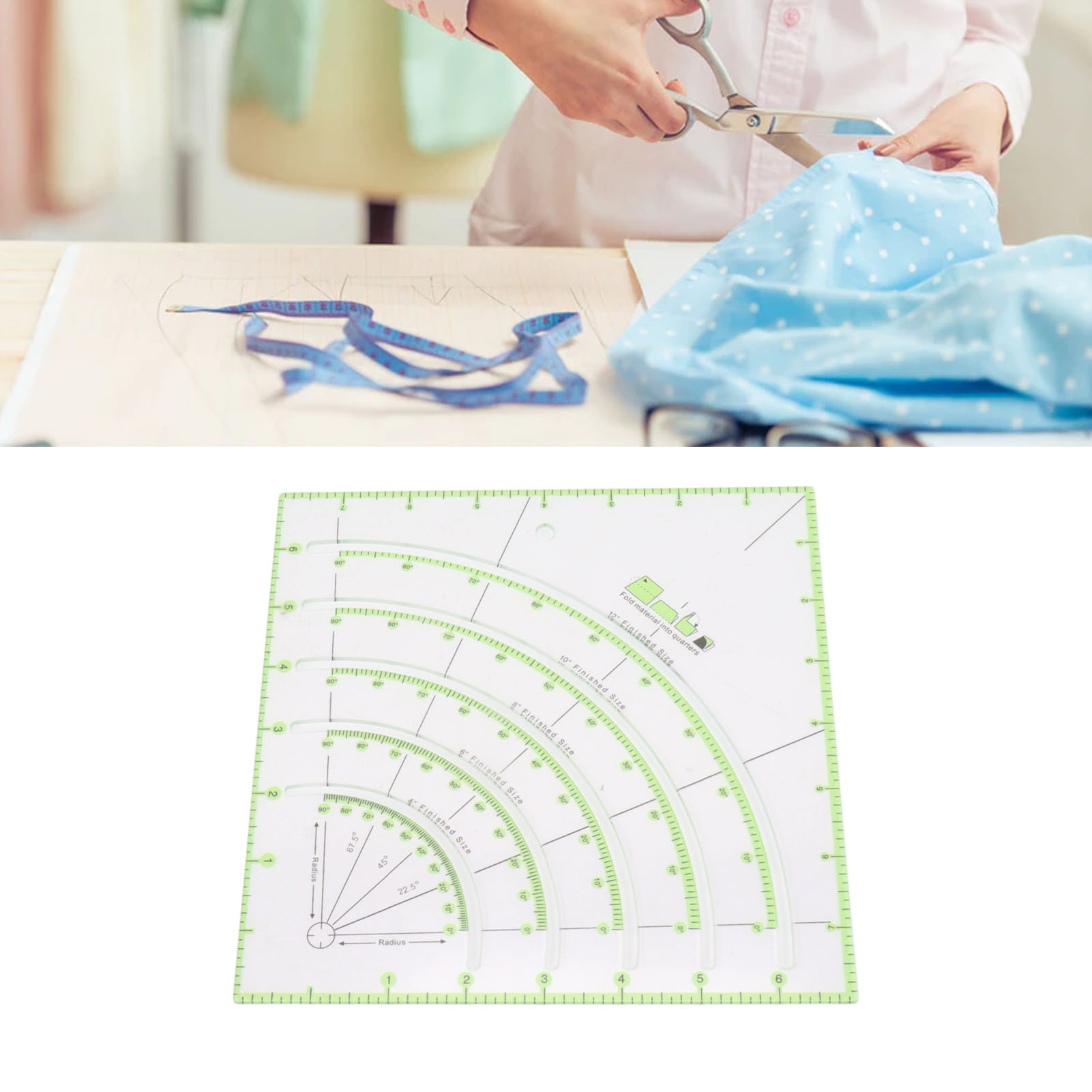 20 Cm (8 Zoll) Zweifarbiger Multifunktionaler Runder Schneidelineal Für Patchwork, Näharbeiten, Stoffzuschnittschablone