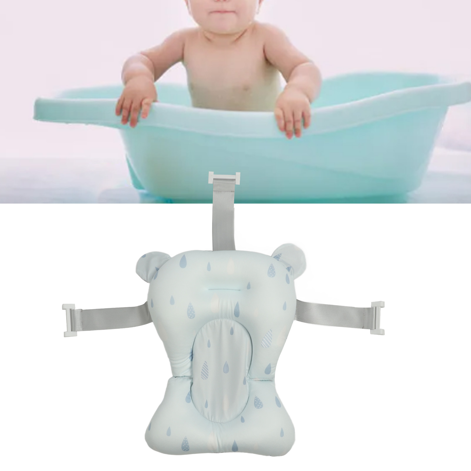 Neugeborenen-badewannenstütze, Badewanne, Netzbeutel, Kein Geschenk Enthalten, Große Schwimmmatte, Blue Raindrop