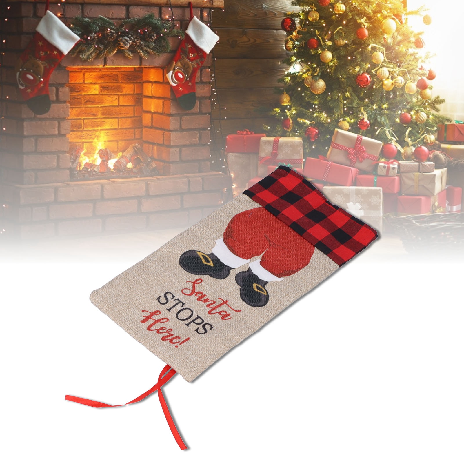 Weihnachtliche Champagner-glaskapseln, Flaschenverpackungen Mit Weihnachtsmann-motiv, Geschenke Für Weihnachtsfeiern, Rot-schwarz Karierte Küchen- Und Tischdekorationen.