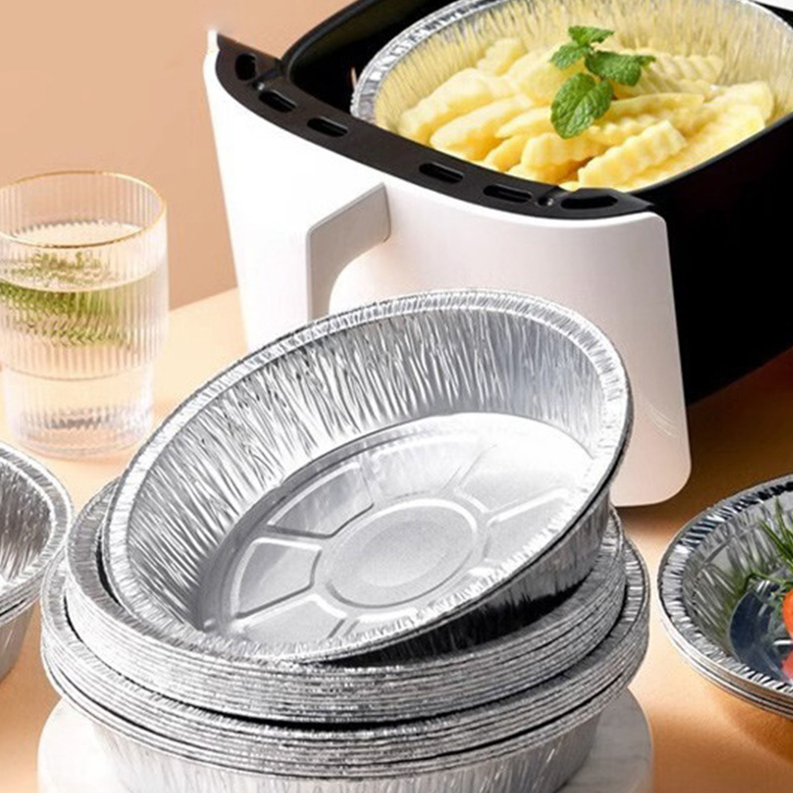 Aluminiumbleche, Aluminium-heißluftfritteusenschüsseln, Teller, Runde Und Quadratische Einweg-aluminiumschüsseln, Aluminiumfolie Zum Backen Im Backofen