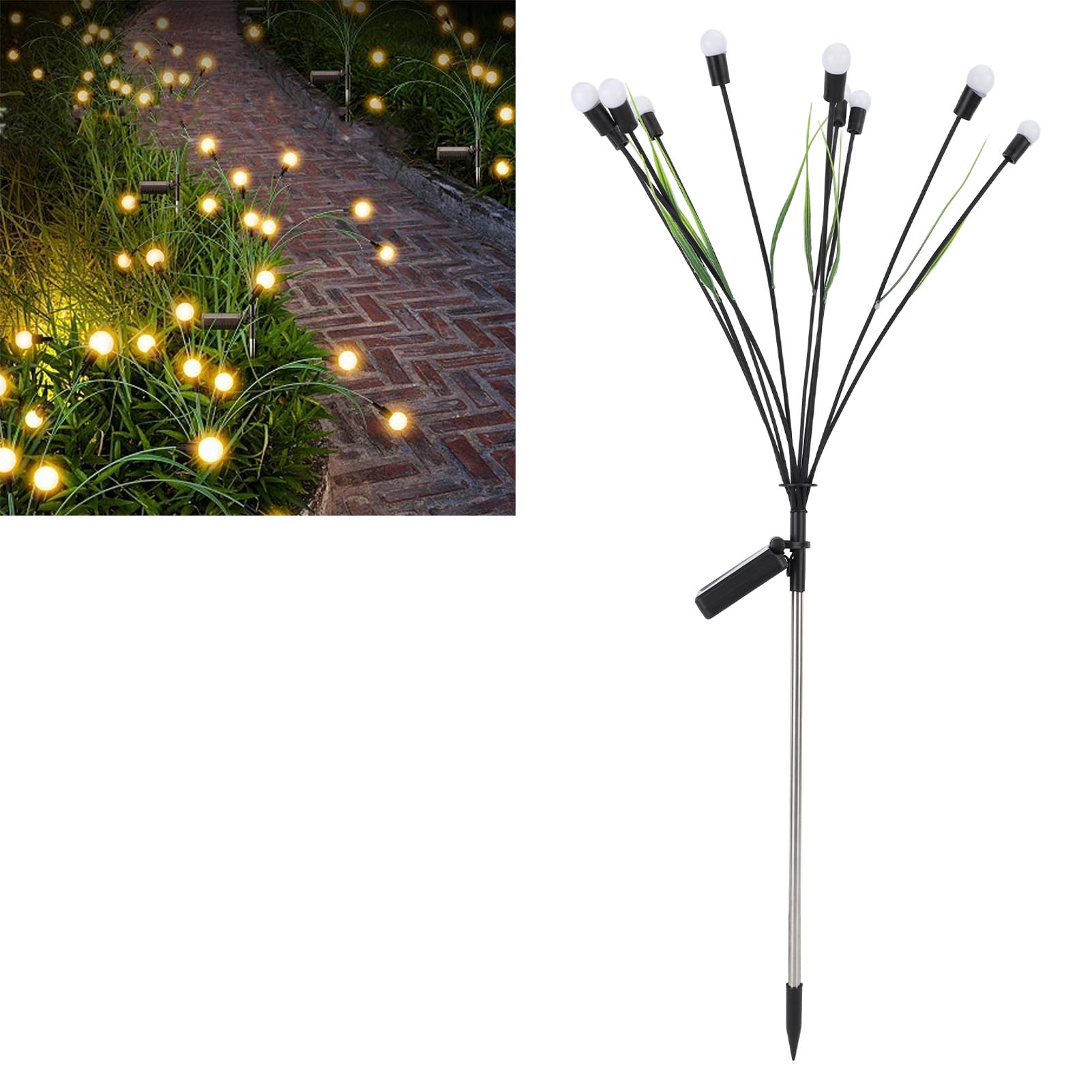 Blattförmige Solar-gartenleuchte, 10 Leds, Glühwürmchen-effekt, Außendekoration, Weihnachten, Hochzeit, Warmweißes Licht
