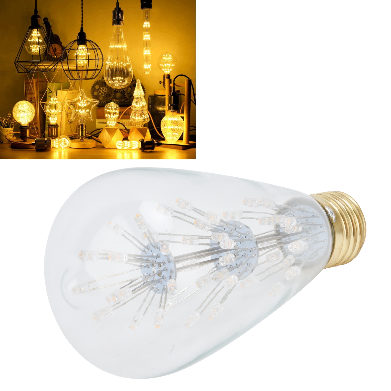 Dekorative Glühbirne Im Antik-stil, Glühbirne Für Hof- Und Partydekoration, Edison-sternenhimmel-led-glühbirne, St64-glühbirne, E27-sockel, 3 W, Warmweißes Modell 85-265 V.