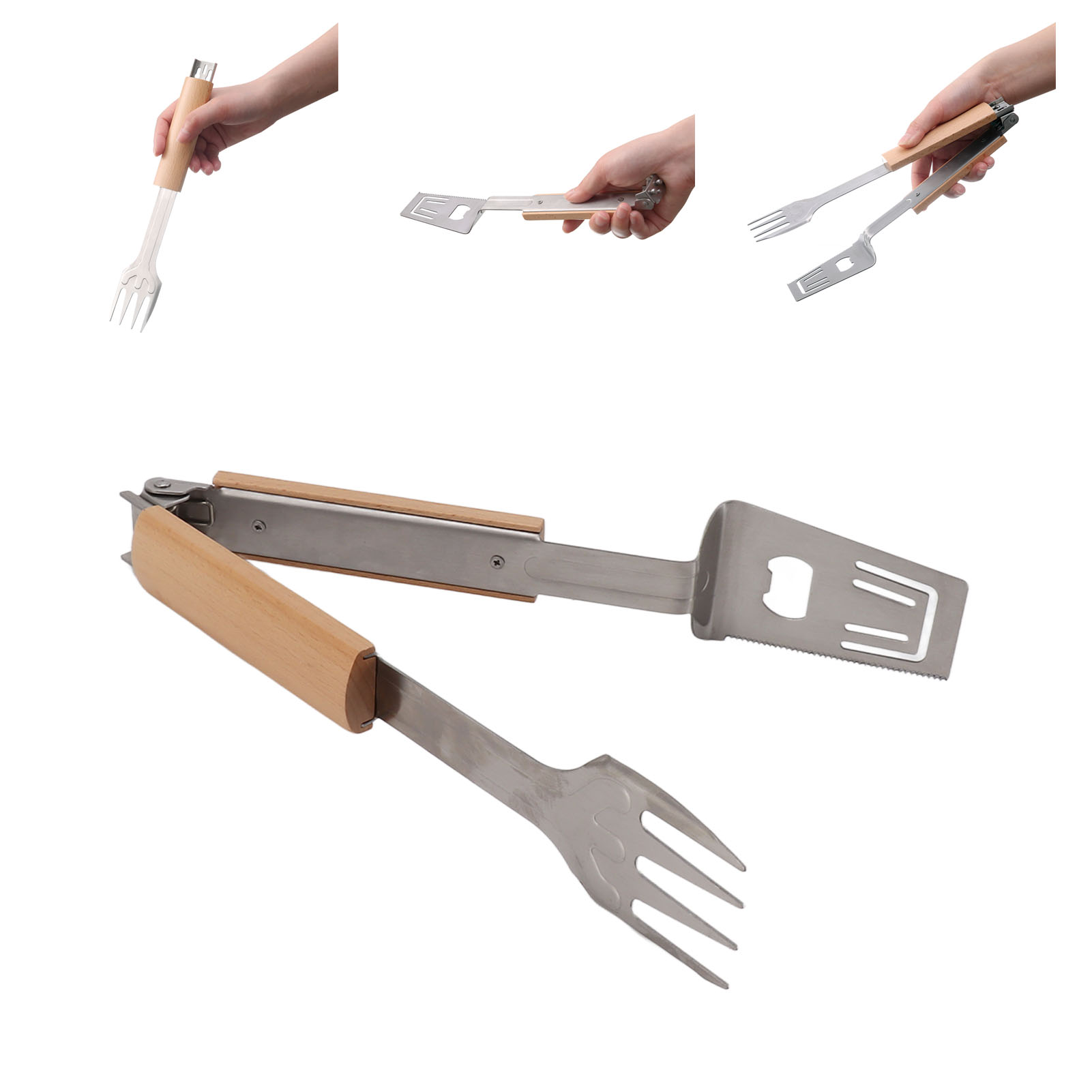 Grillzange Aus Edelstahl, Campinggrillzange, Steakzange, Picknickbesteck, Dicke Zange Für Ganze Lammbraten