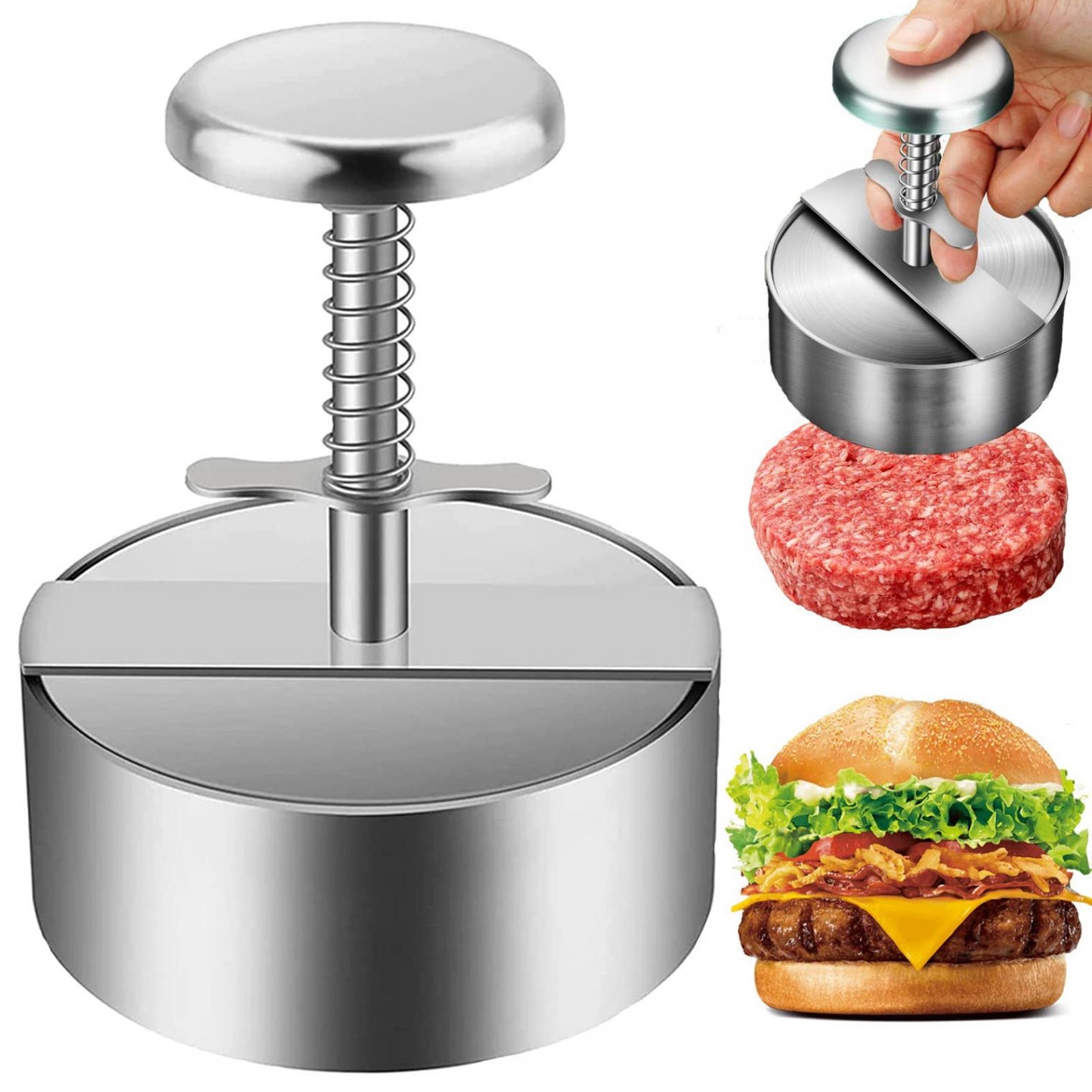 Fleischpresse Aus Edelstahl 304, Hamburgerpresse, Frikadellenform, Küchenutensil, 10 Cm