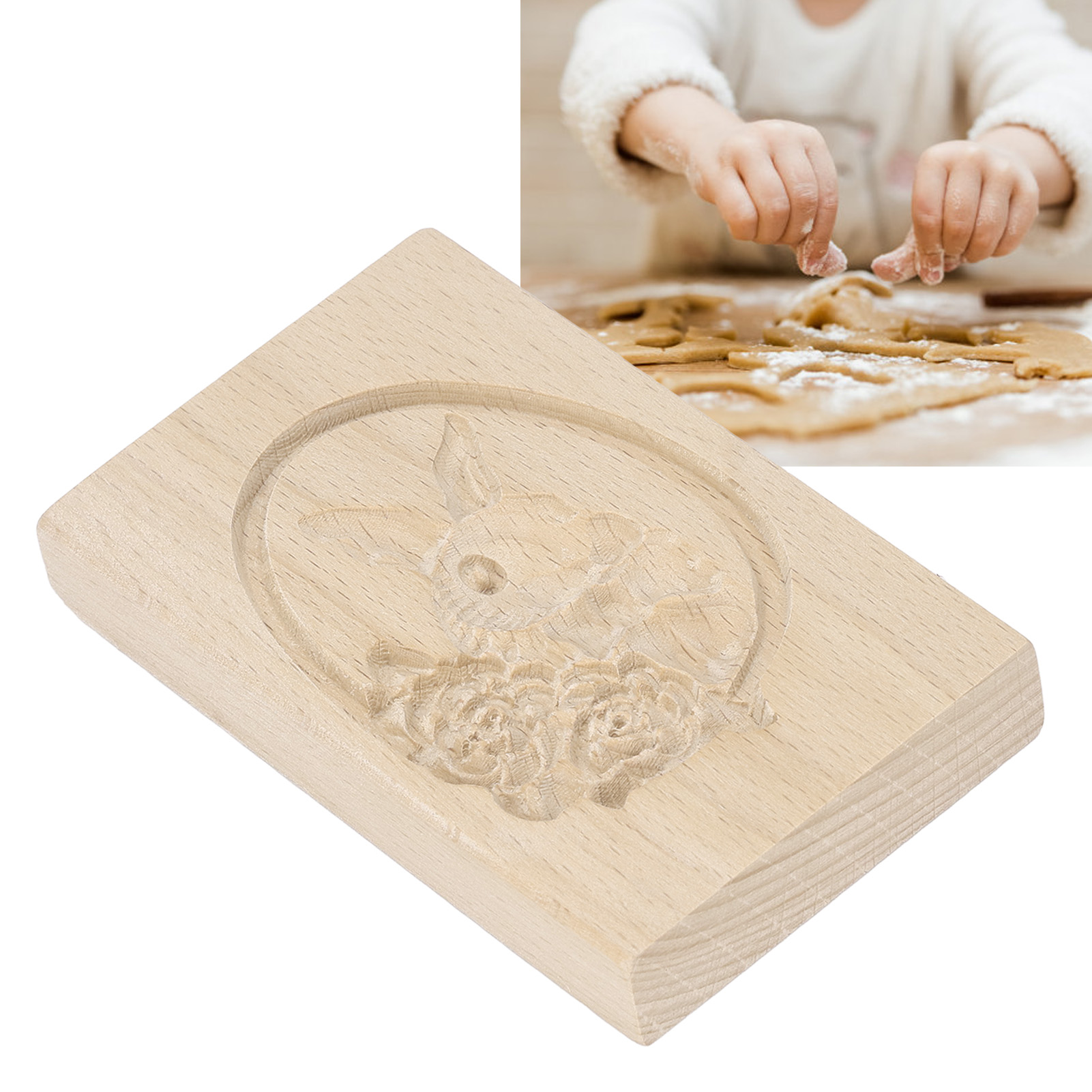 Ausstechformen Aus Buchenholz, Keksformen Aus Holz, Hasen- Und Blumenmotiv