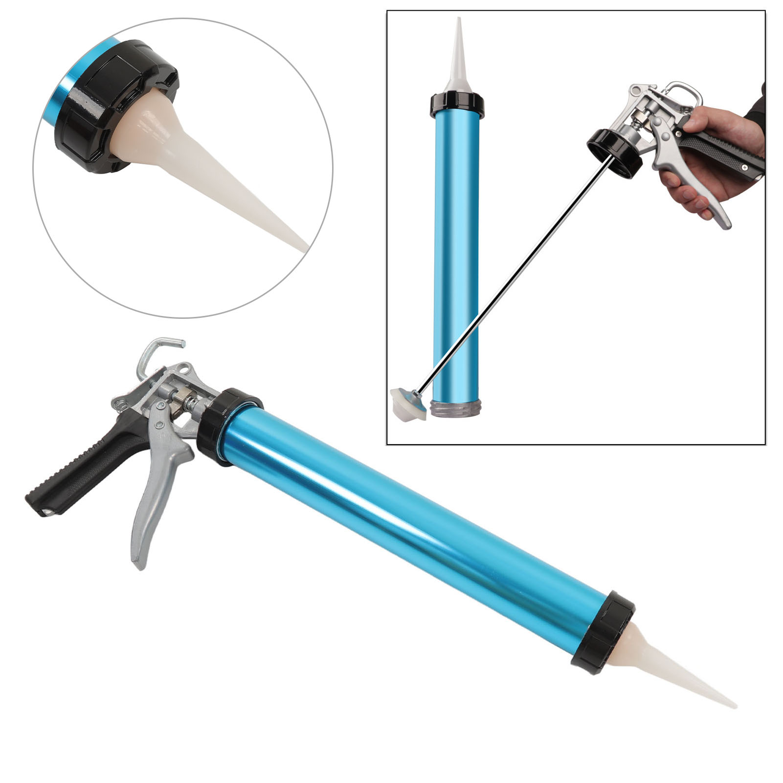 Robuste Aluminium-heißklebepistole Mit Verstärktem Griff Und Dickwandiger Blechkonstruktion, Ideal Für Die Inneneinrichtung Und Müheloses Auftragen Von Klebstoffen.