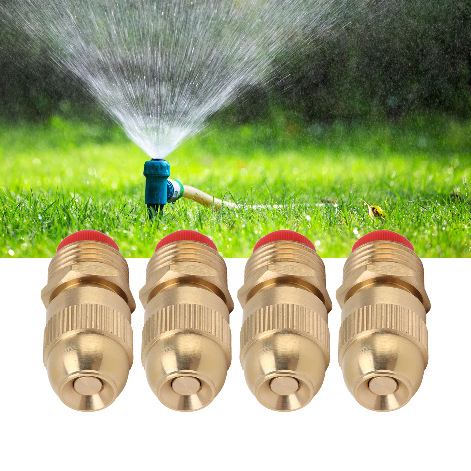Packung Mit 10 Verstellbaren Automatischen Rasensprengköpfen G1/2" Aus Kupfer, G1/2"-außengewinde.