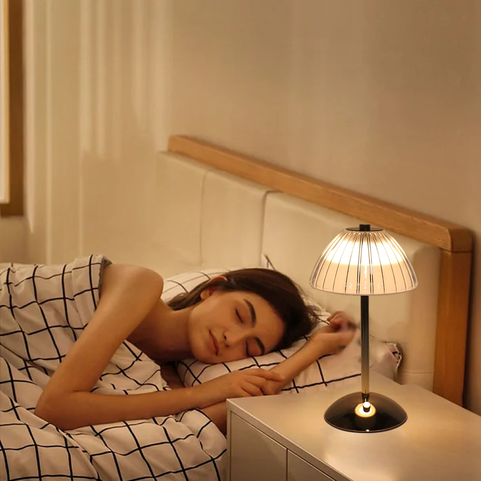 Kristall-led-tischleuchte Für Schlafzimmer, Nachttisch, Esszimmer, Bar, Café, Hotel – Kreative Und Wiederaufladbare Stimmungsbeleuchtung Mit Berührungssensor