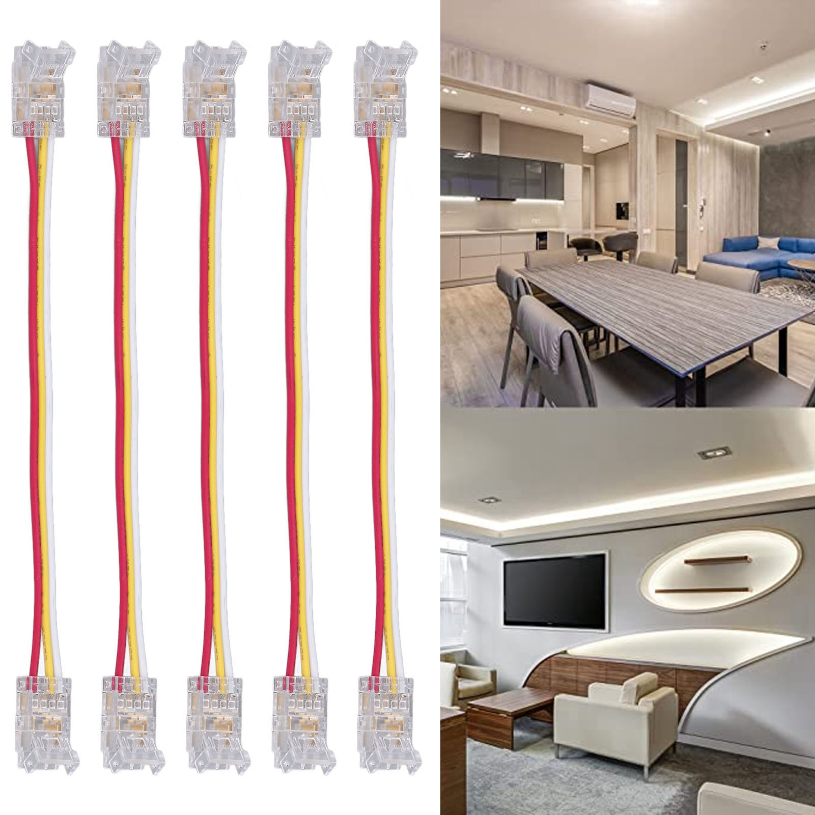 3-poliger Cob-led-streifenverbinder, 8-mm-funkclip, Diy-adapter Mit Kabel, Lötfreie Verbindung, Verlängerungskabel Für Led-streifenverbinder