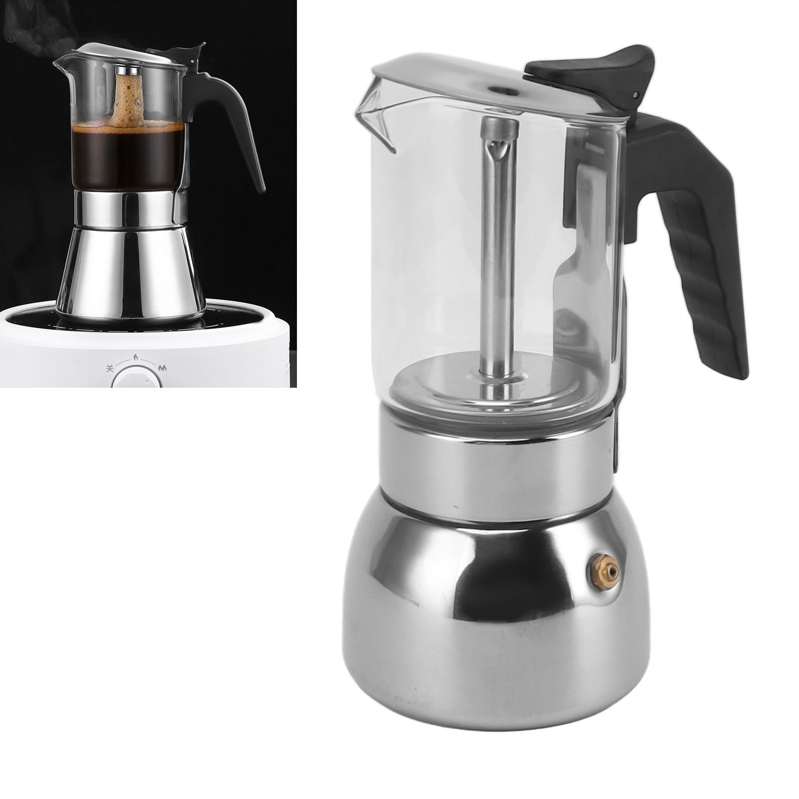 Mokkakanne, Doppelventil, Tragbare Kaffeemaschine, Filterkaffeemaschine, 9 Tassen