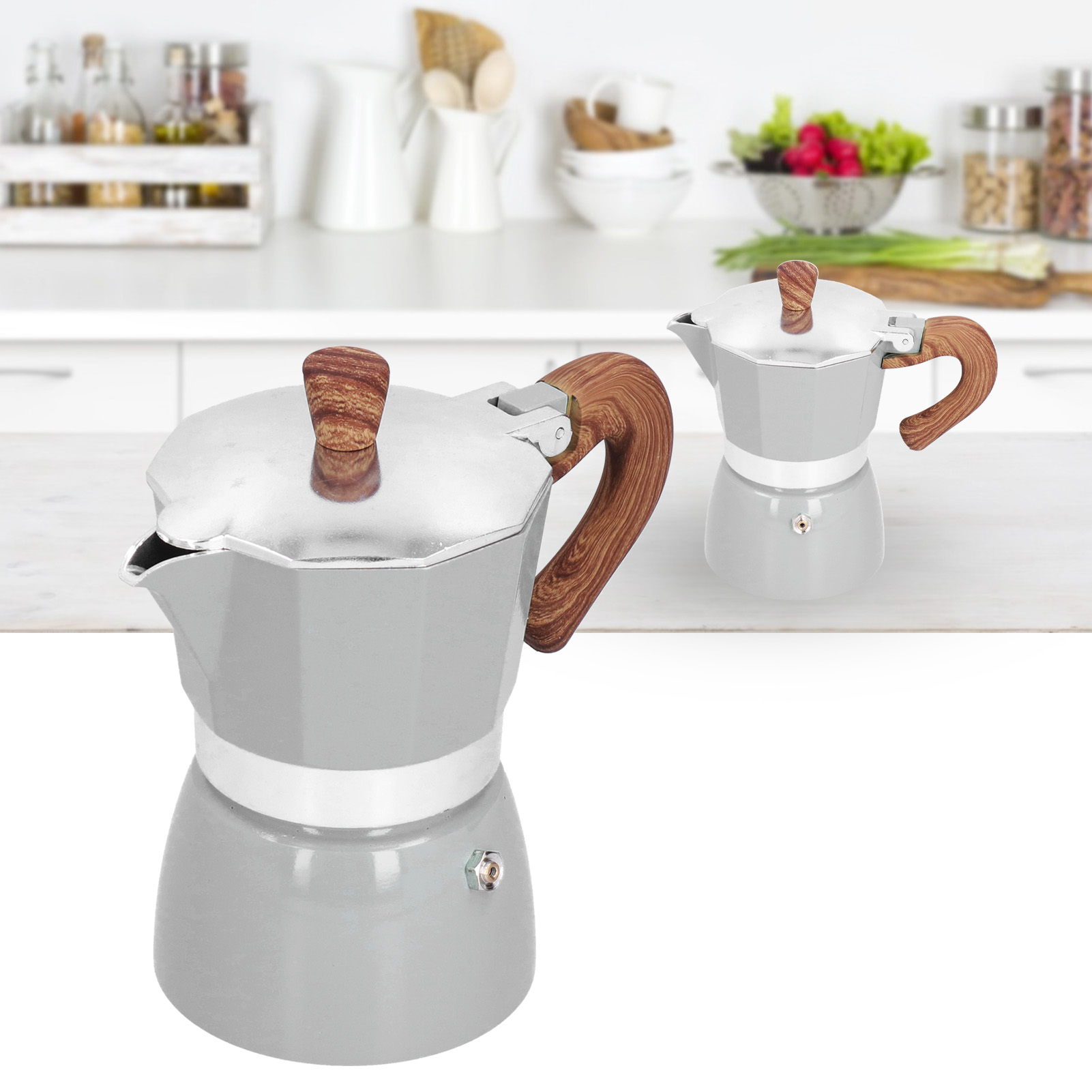 Exquisit Gefertigte Moka-kaffeekanne, Hochwertige, Dickwandige Achteckige Teekanne, Italienische Kaffeemaschine, Filterkaffeemaschine, Silbernes Modell.
