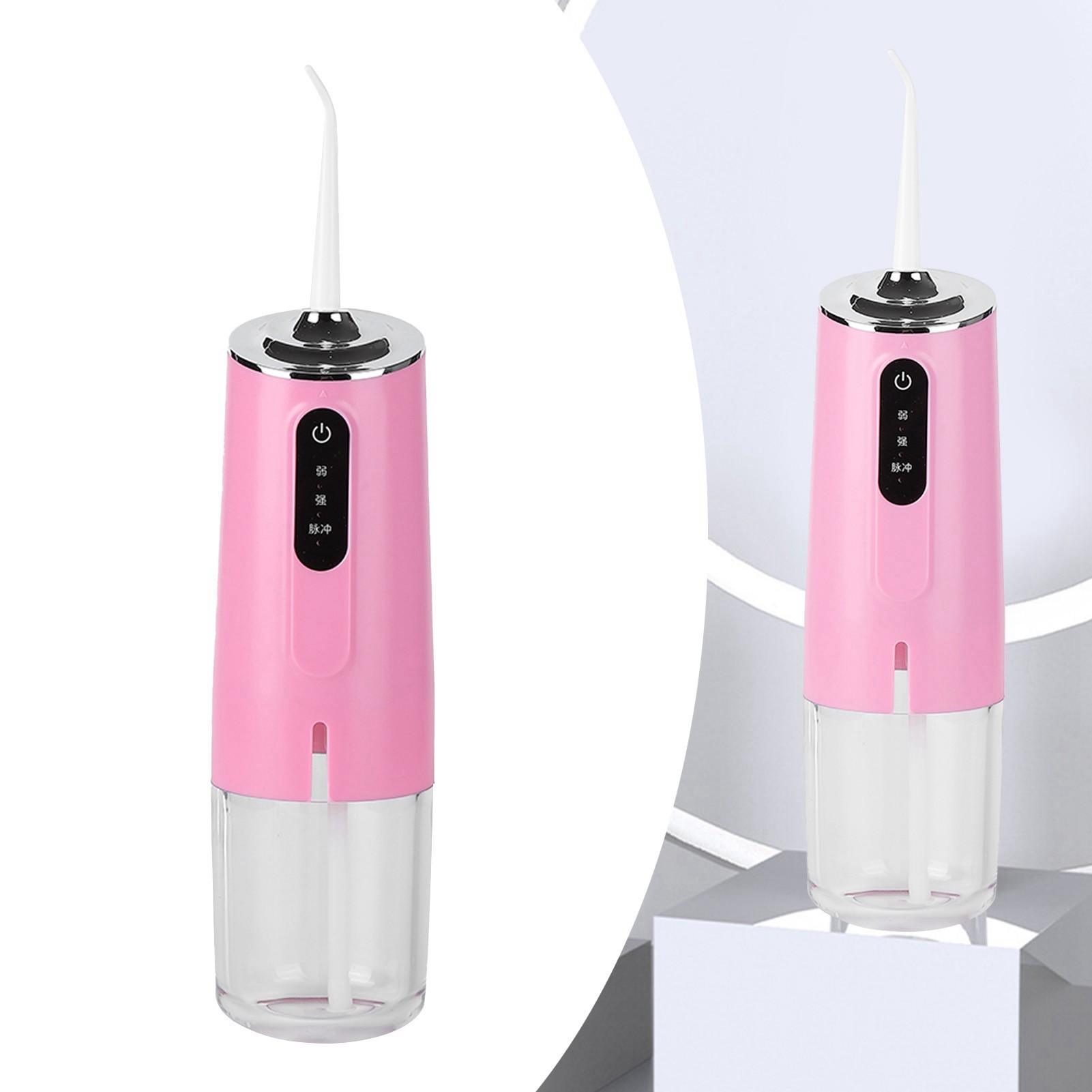 Tragbarer Munddusche Mit 3 Modi, Usb-aufladbar, 240 Ml, 4 Wasserdichte Aufsätze, Pink