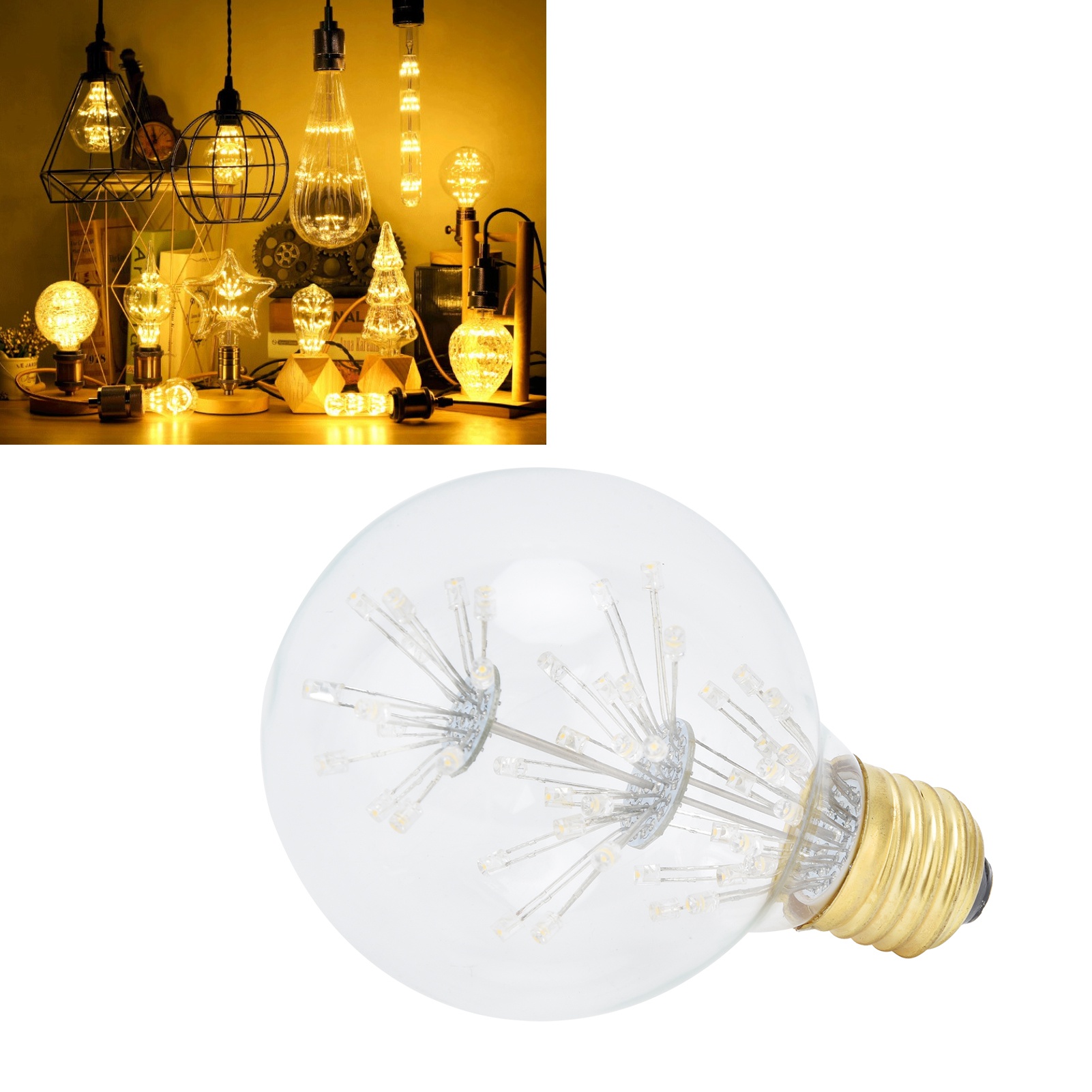 Dekorative Antike Glasbirne, Ideal Für Garten- Oder Hofpartys. Edison-led-birne Mit Sternenhimmel-effekt, G80-e27-sockel, 3 W, 85–265 V, Warmweißes Licht.