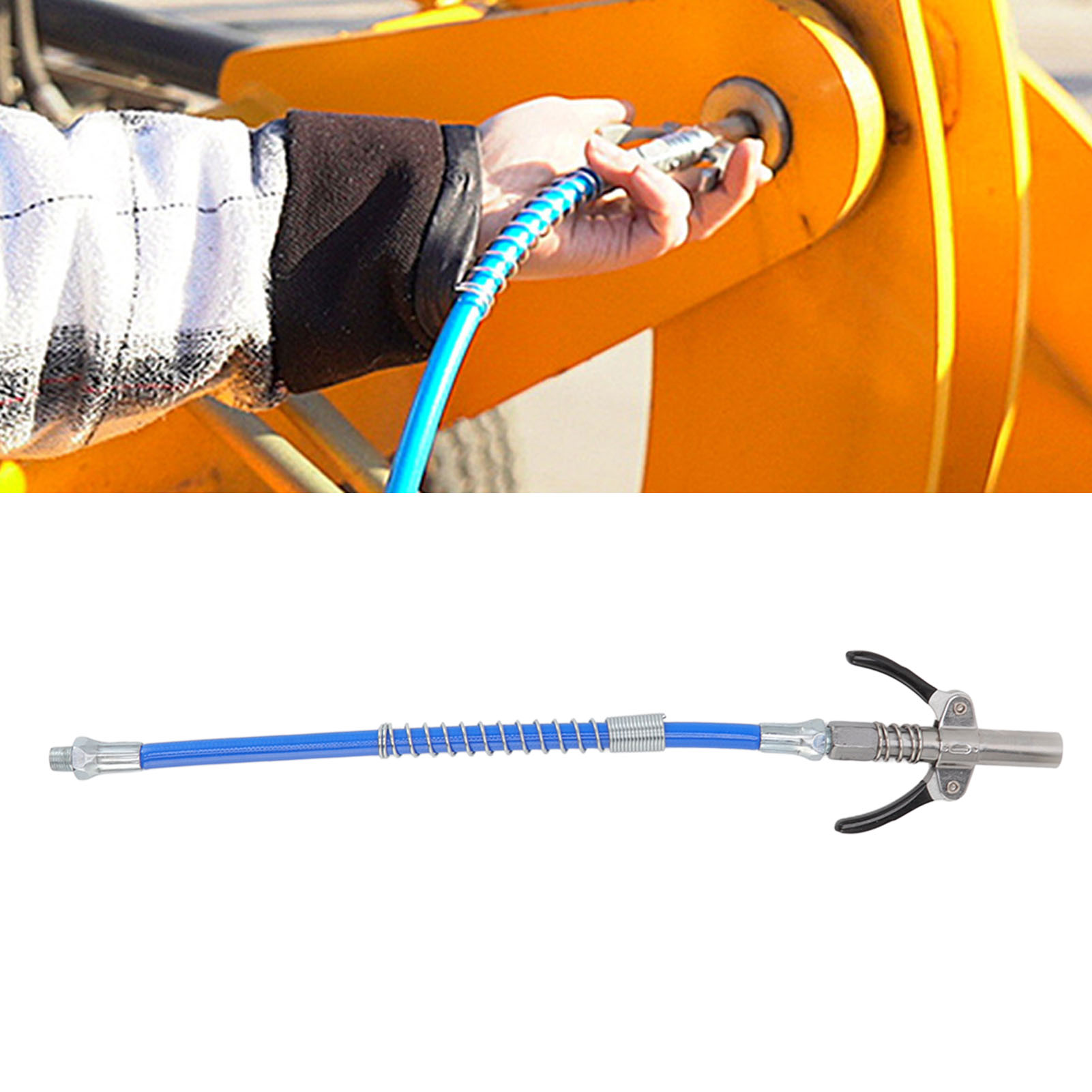 Fettpressdüse, Elektrischer/manueller Hochdruck-fettspender, Arretierbarer Doppelgriff-fettpressendüsenkopf, G1/8b-außengewinde + 30 Cm Schlauch