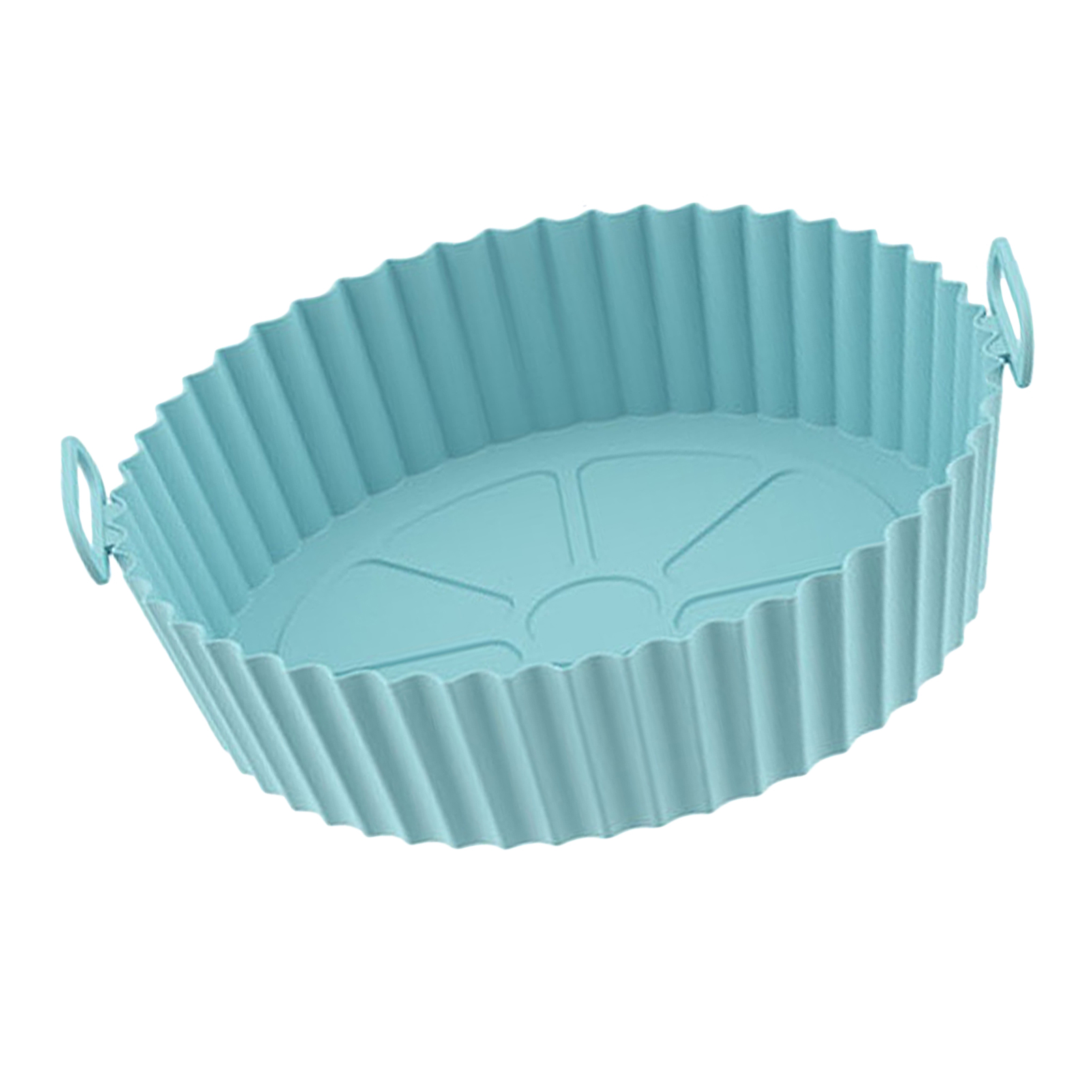 Neue Runde, Dicke Silikon-kochmatte Für Heißluftfritteusen, Auch Für Den Backofen Geeignet, Faltbar, Rund, Blaugrün.