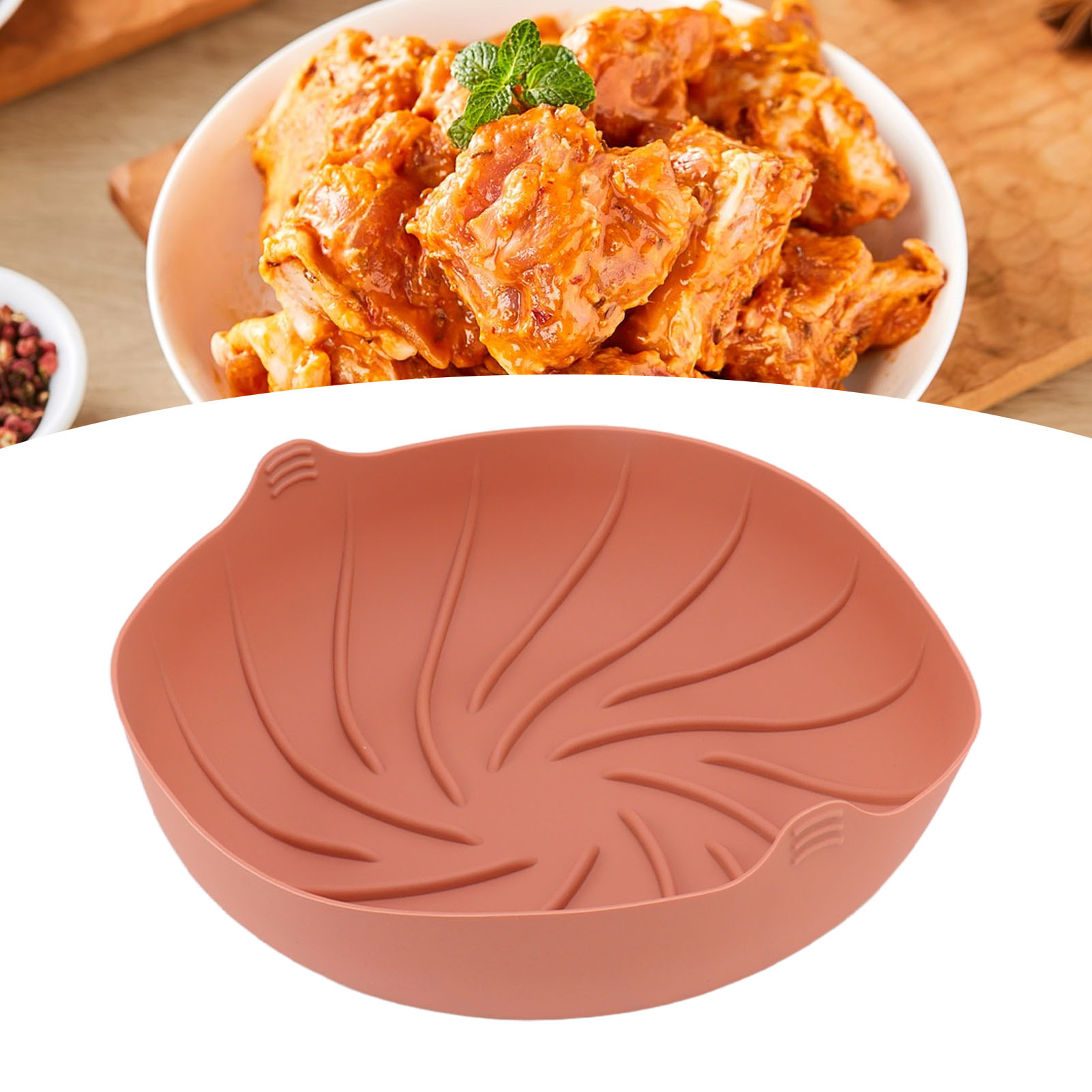 Hitzebeständiger Silikonkorb Für Heißluftfritteuse, Silikon-innenkorb, Silikonpfanne Für Heißluftfritteuse, Rot-rosa.