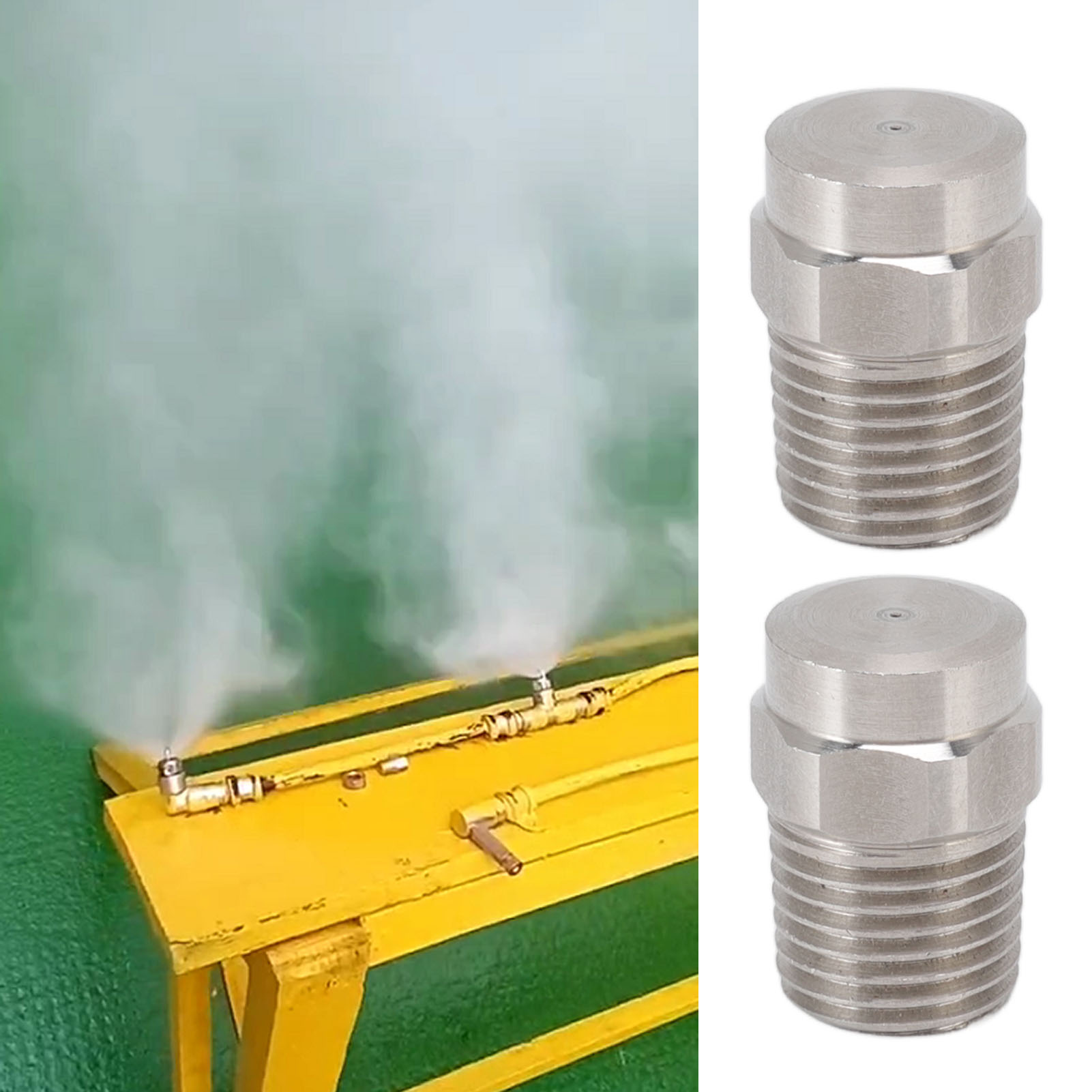 Set Aus 2 Zweipunkt-bewässerungsdüsen, G1/4 Außengewinde, Aus Edelstahl 304, Flacher Sprühkopf, Zur Staubbekämpfung In Gärten.