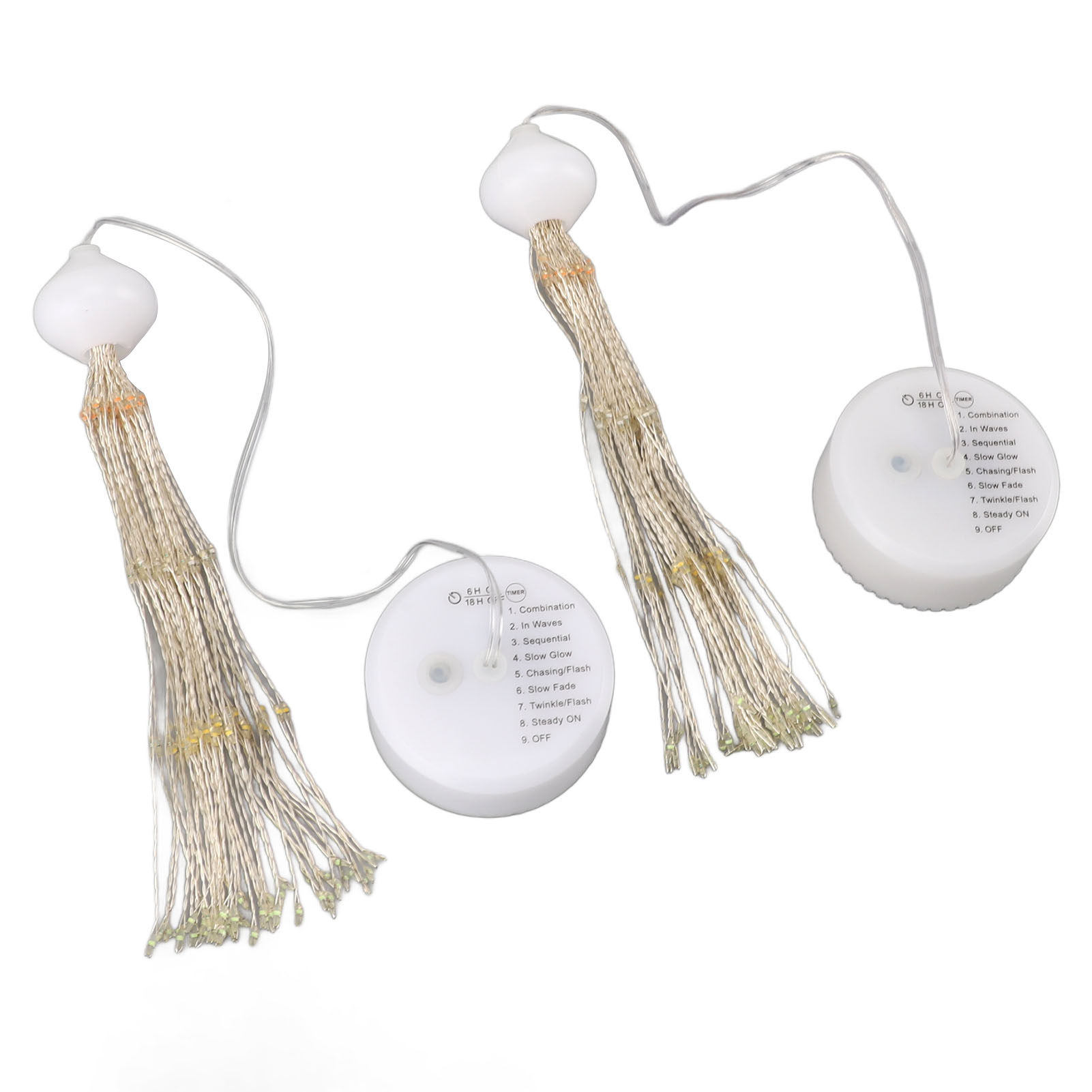 Led-lichterkette Aus Kupferdraht, Vier Farben, Feuerwerkseffekt, 2er-set, Mit Fernbedienung, Für Die Außendekoration (zelt, Terrasse). Batteriefach Nicht Enthalten.