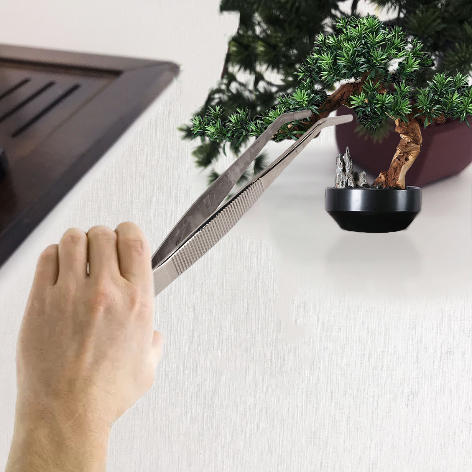 Bonsai-pinzette Aus Edelstahl, Erdpresspinzette, Umtopfmesser, Gebogene Pinzette Zum Pflanzen Und Umtopfen Von Sukkulenten