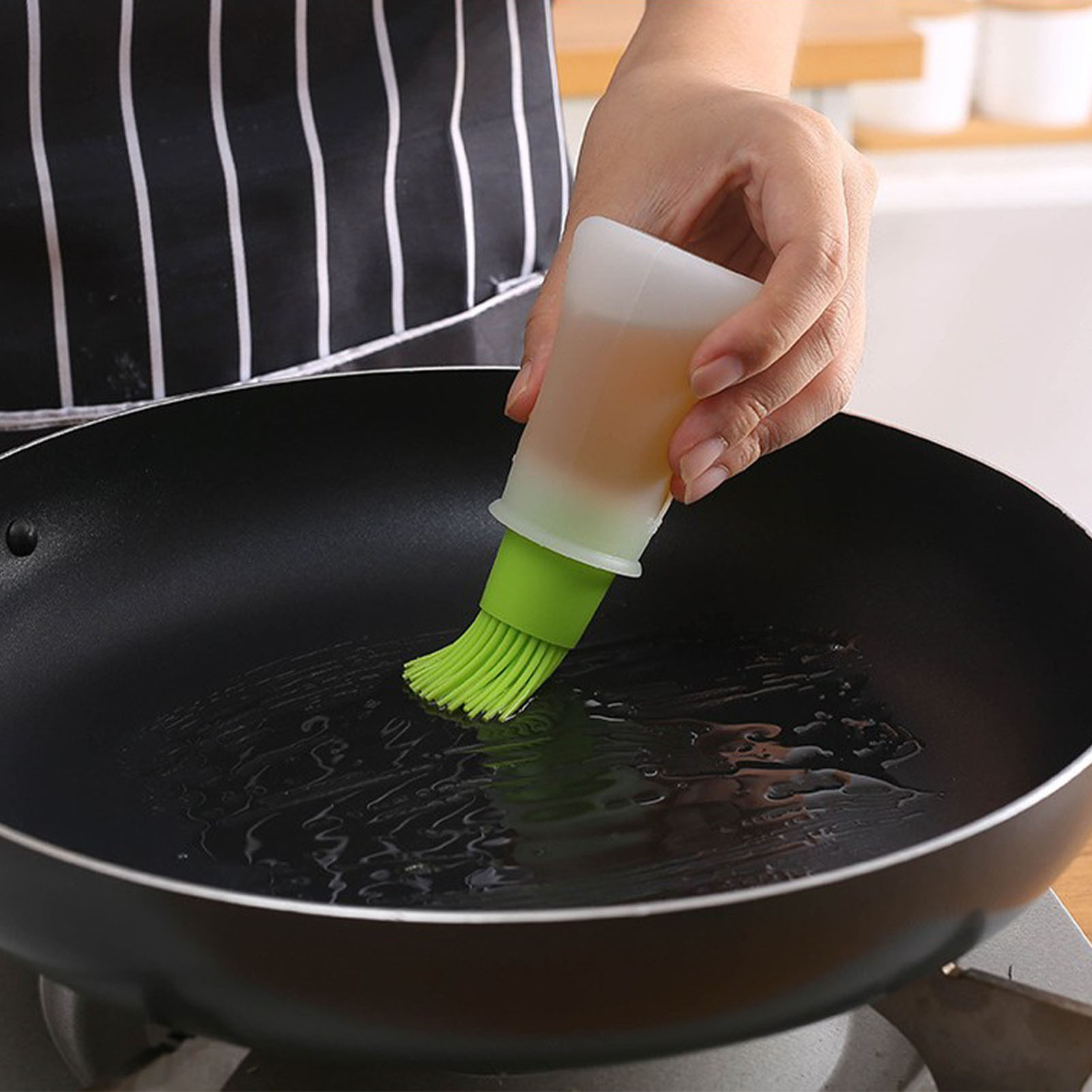 Silikonbürste Für Ölflaschen Mit Verschluss, Abgestufte Grillbürste, Saucenpinsel, Butterpinsel, Grüne Bürste Für Küchenutensilien