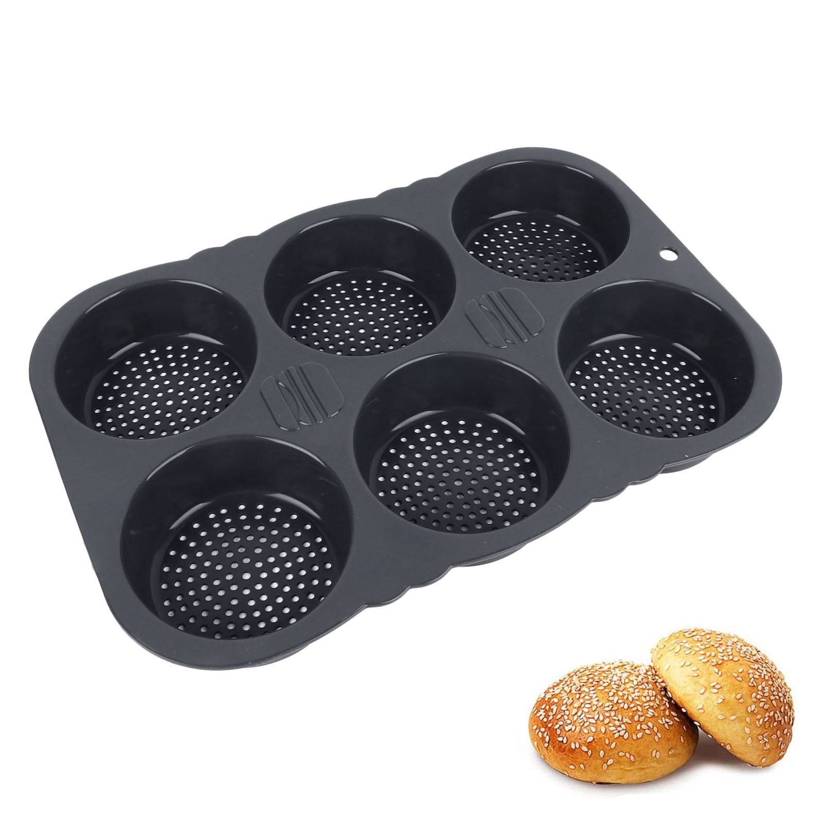 Silikon-hamburgerform Mit 6 Mulden, Baguetteform, Leicht Zu Entformendes Küchenutensil