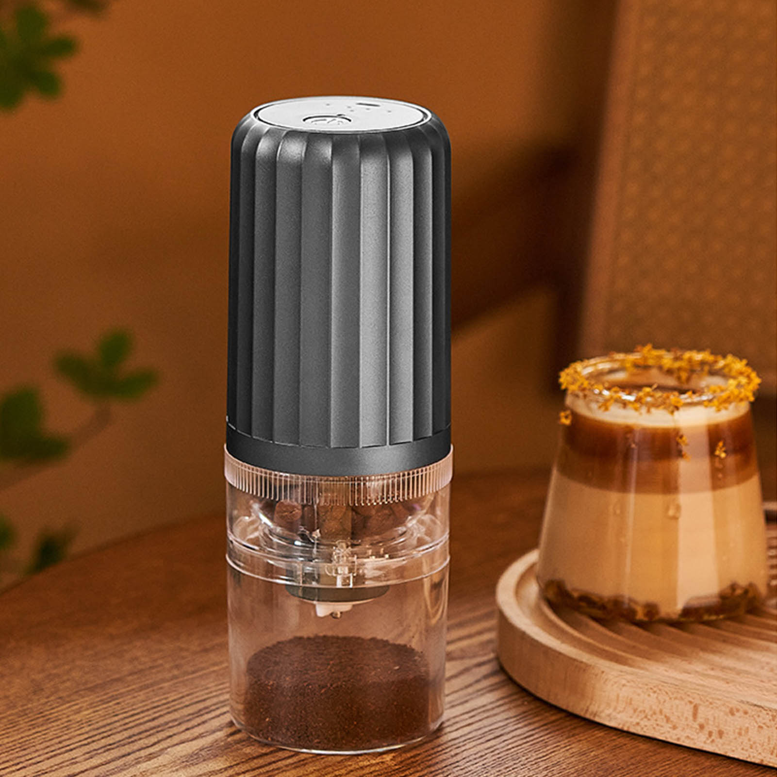 Kaffeemühle Mit Einstellbarem Mahlgrad, Usb-aufladbar, Tragbar Und Ideal Für Büro Und Zuhause – Grau