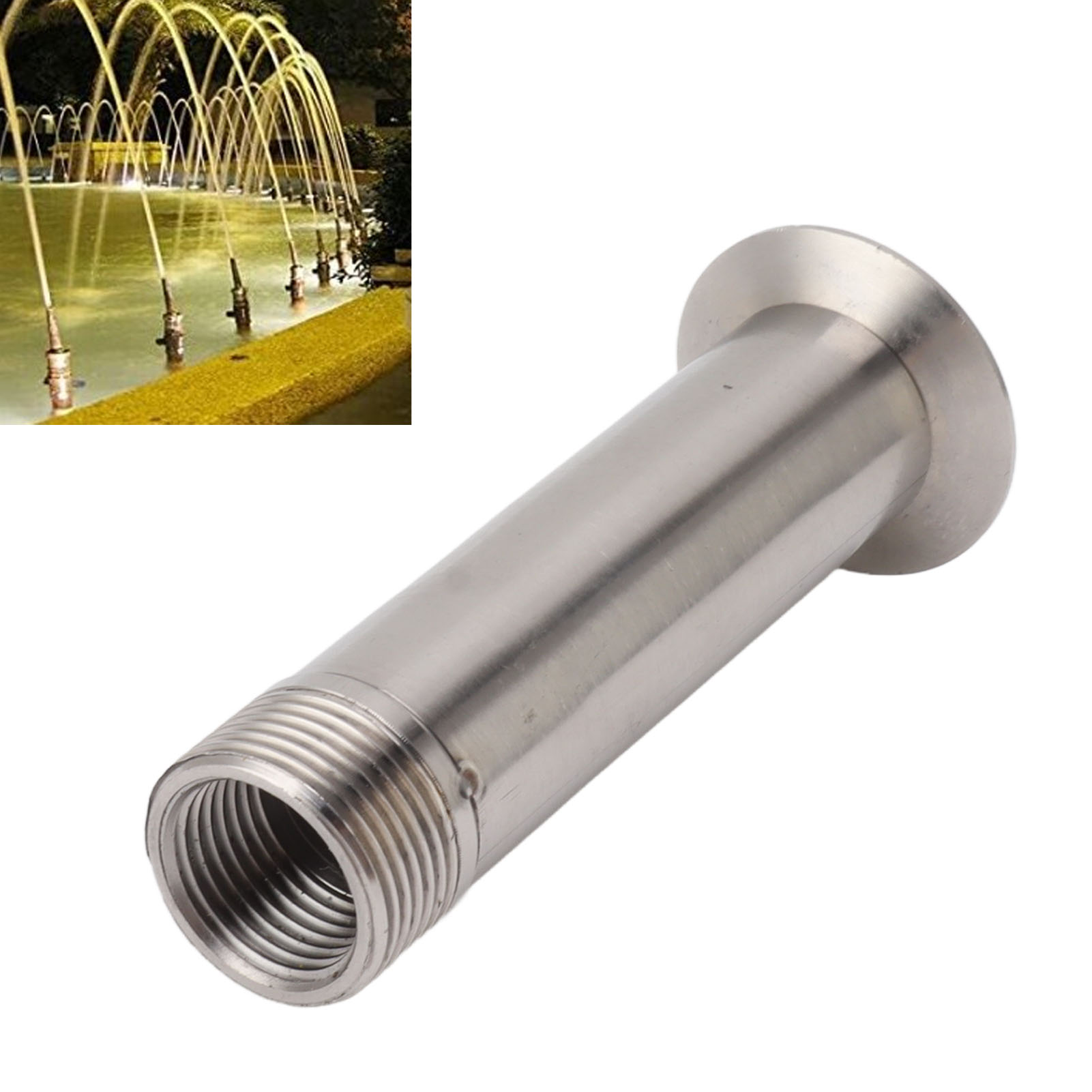 Pilzförmige Springbrunnendüse Aus Edelstahl Mit Innenliegendem G1/2-spiralgewinde Und Außenliegendem G3/4-gewinde.