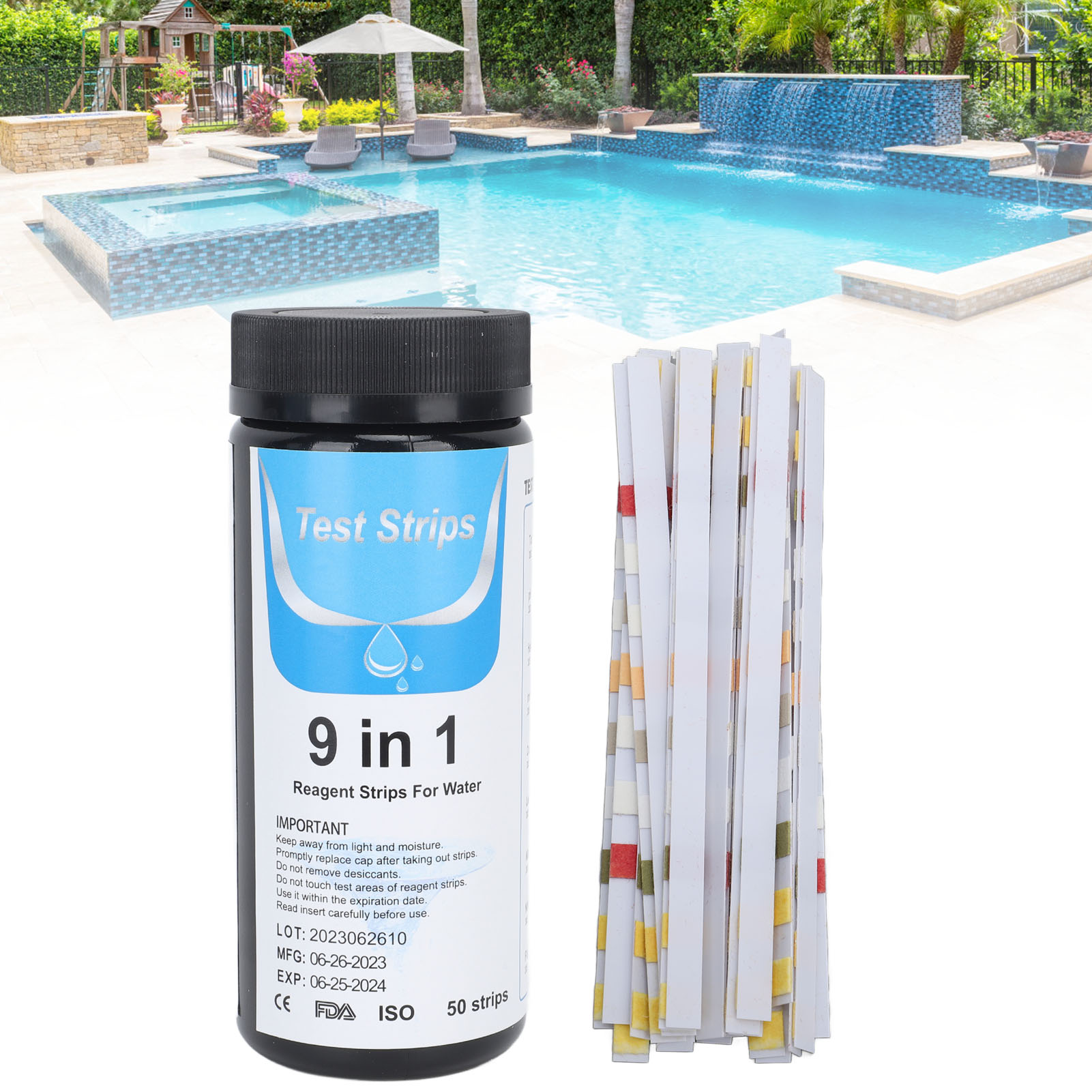 50 9-in-1 Wasserqualitätsteststreifen Für Trinkwasser, Aquarien, Schwimmbäder, Härte Und Ph-wert.