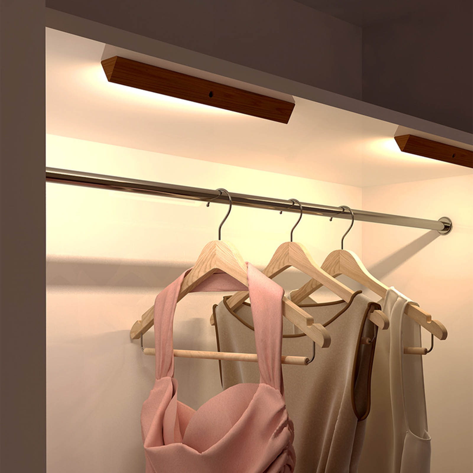 Intelligentes Led-nachtlicht Aus Holz Mit Anwesenheitserkennung, Usb-aufladbar, Kabelloser Magnetischer Lichtstreifen Für Kleiderschrank Und Garderobe.