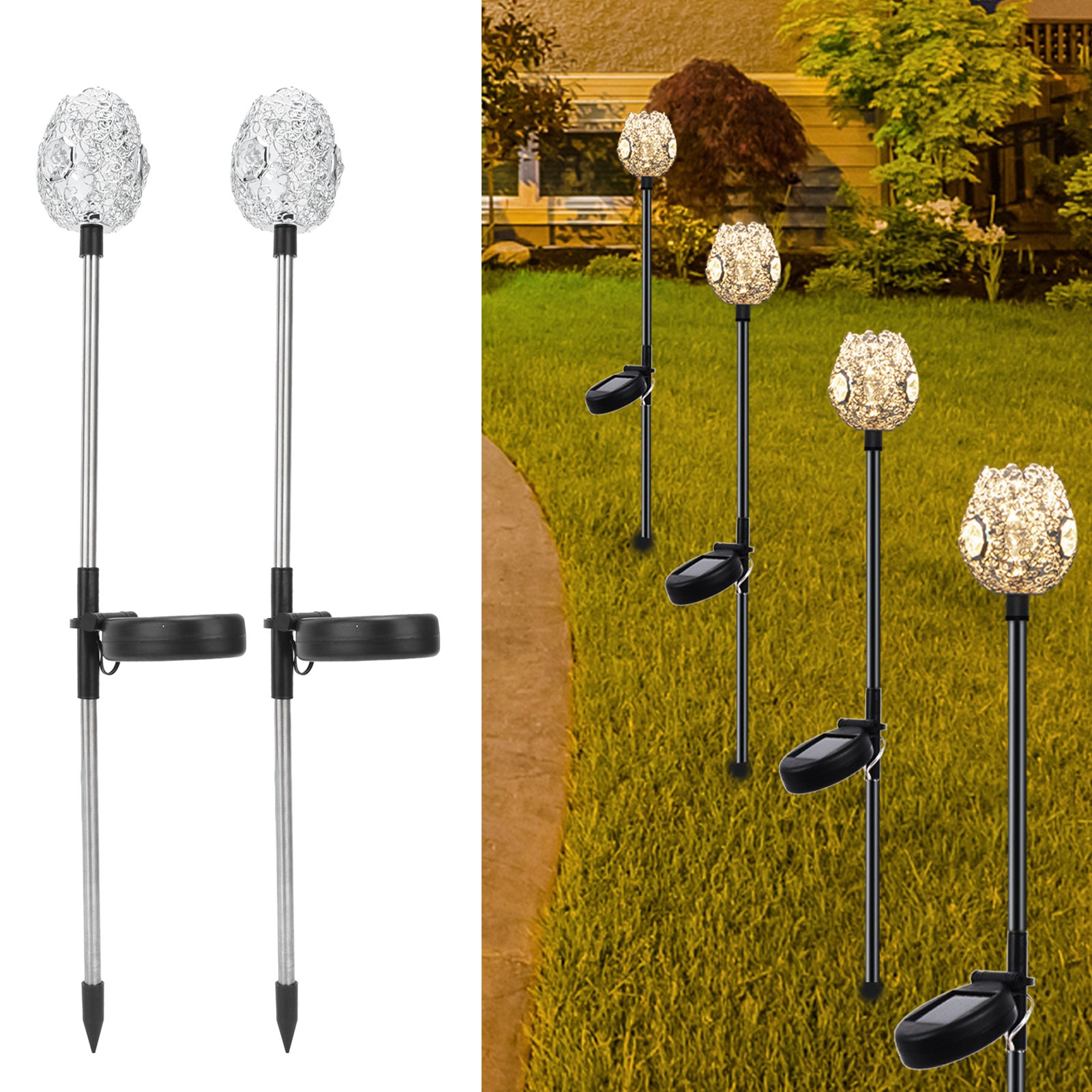 Solarkugel-gartenleuchte, Solar-terrassenleuchte In Kristallschale, Dekorative Gartenleuchte, Warmes Licht, 2er-set