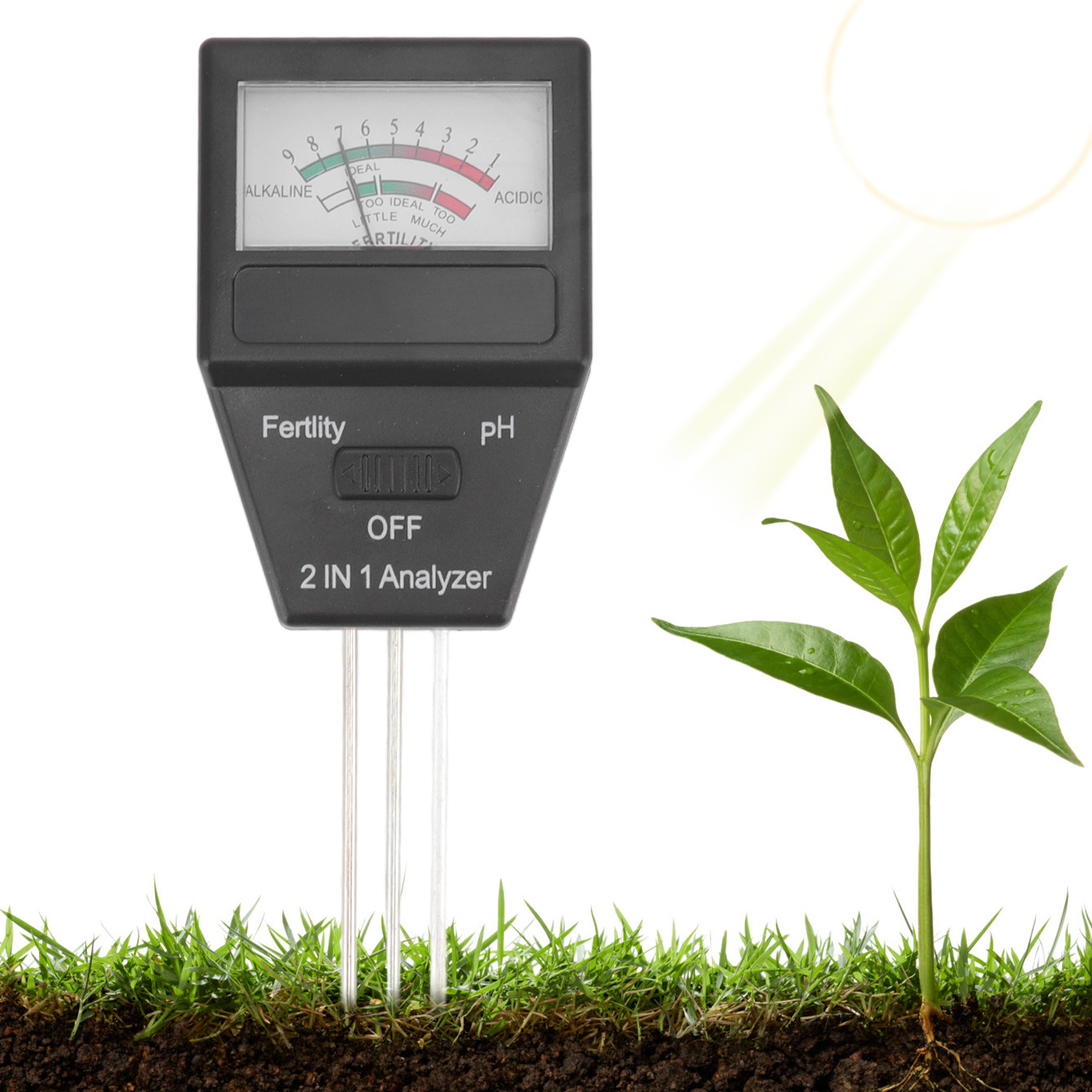 Bodenfruchtbarkeitstester, Ph-meter, 2-in-1-bodenfruchtbarkeitstester, Säure-basen-tester