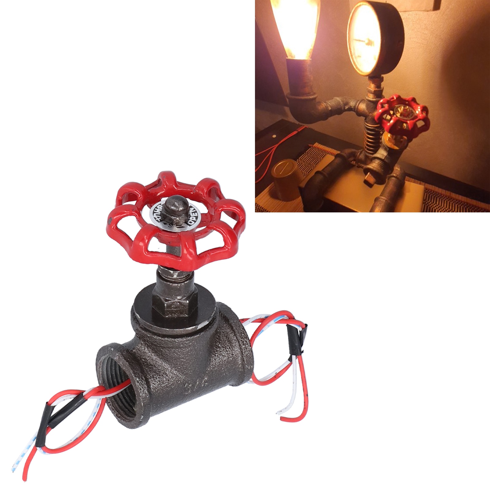 3/4-zoll-drehabsperrventil Im Industriellen Steampunk-retro-stil Mit Verkabelung