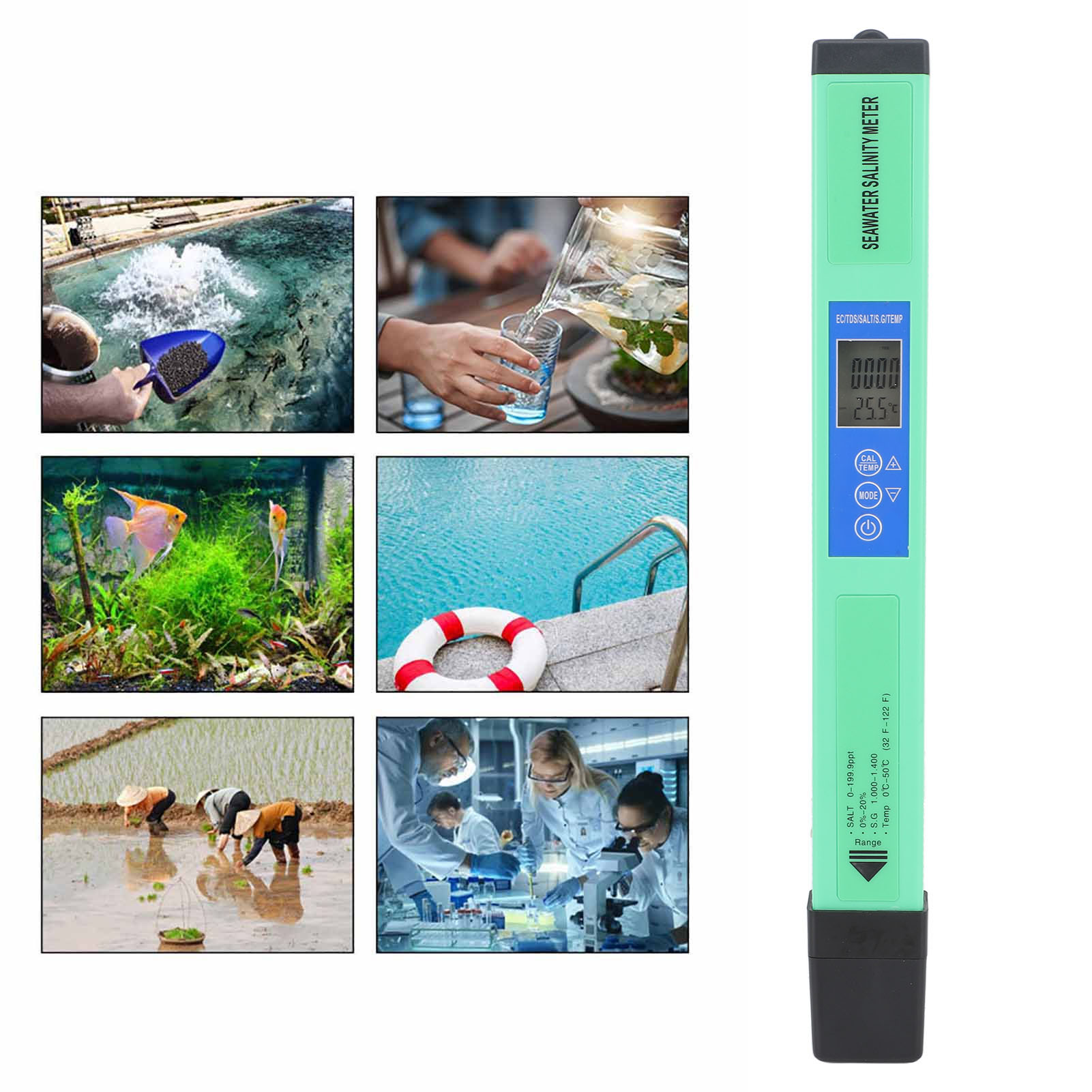 5-in-1 Bluetooth-wasserqualitätstester-stick/stift Mit Leitfähigkeitsmessgerät Und Hintergrundbeleuchtung