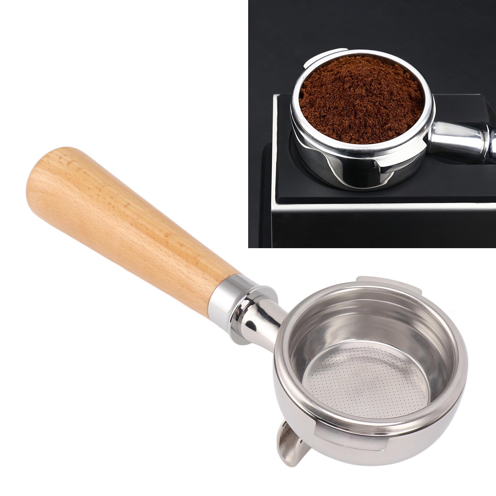 Nowwa Kaffeemaschine Mit 58-mm-doppelauslauf, Griff Aus A2-edelstahl (naturbuche-holzfarbe)