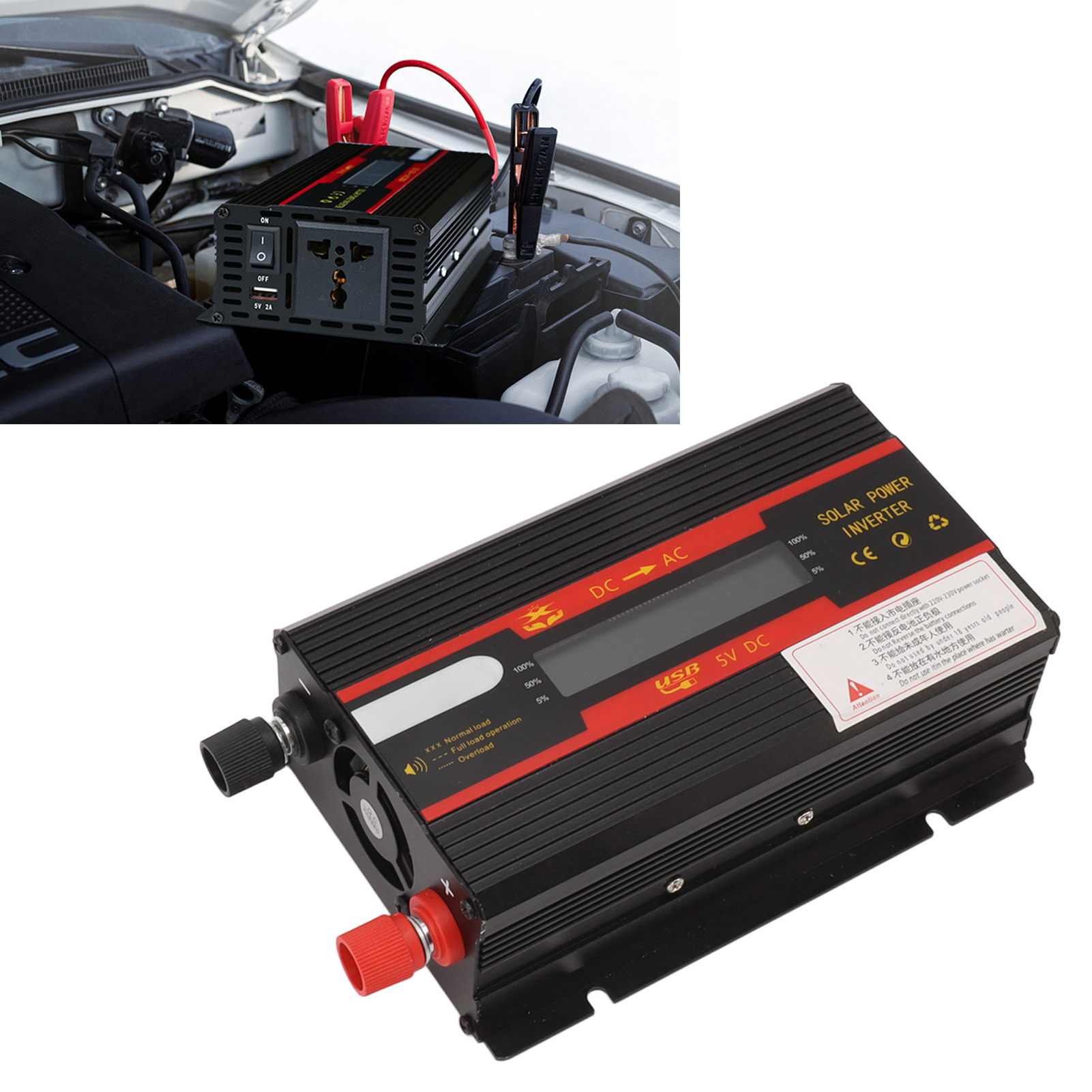 600-w-wechselrichter Für Auto Und Haushalt Mit Lcd-display, Universeller 12-v-/24-v-/220-v-solarwechselrichter